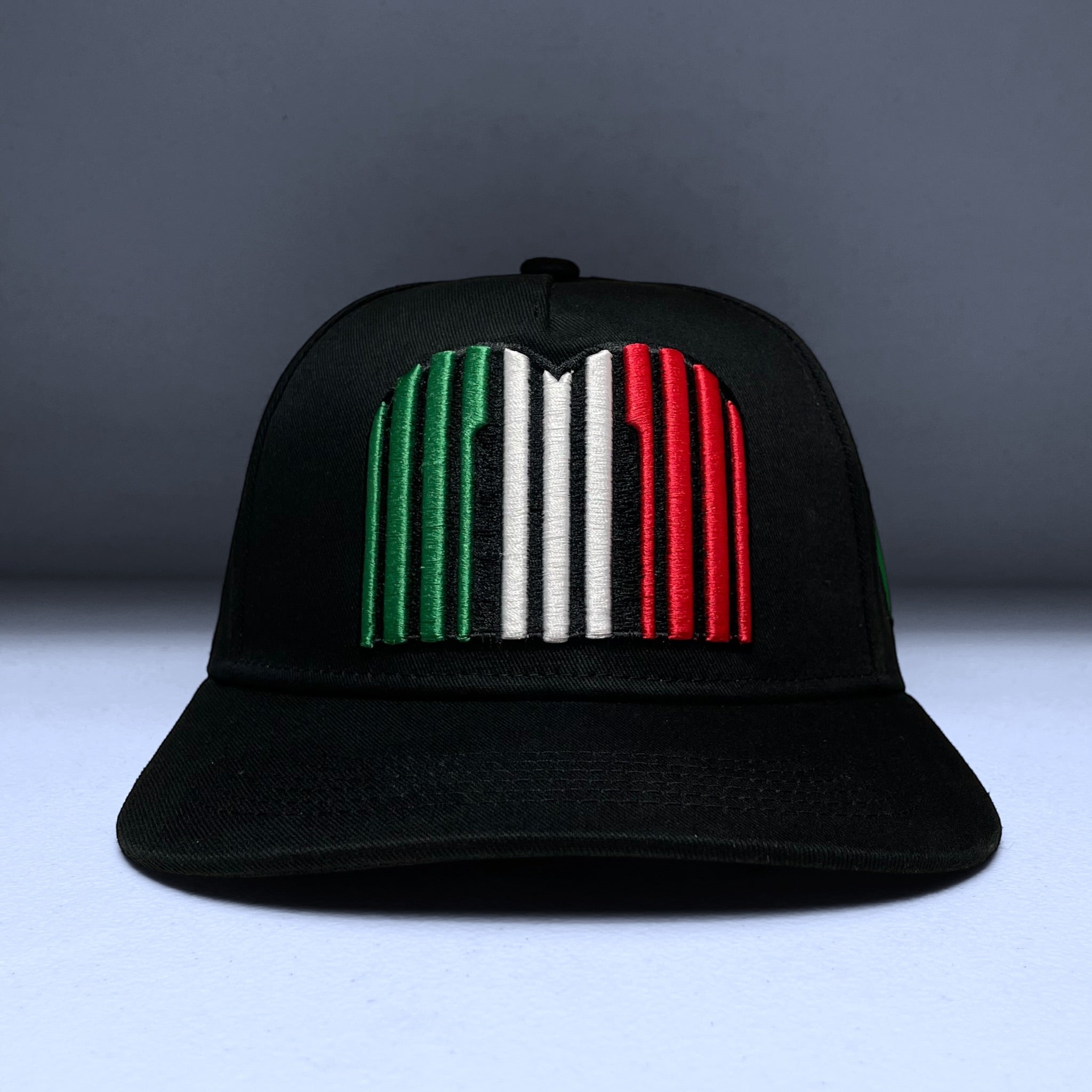 Wholesale Black Snapback Baseball Cap with Mexico Flag Embroidery
