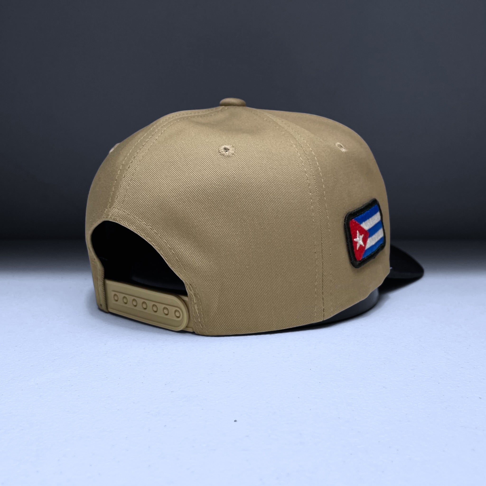 Habana Cuba Flag Embroidered Patch Snapback Baseball Hat Khaki & Brown
