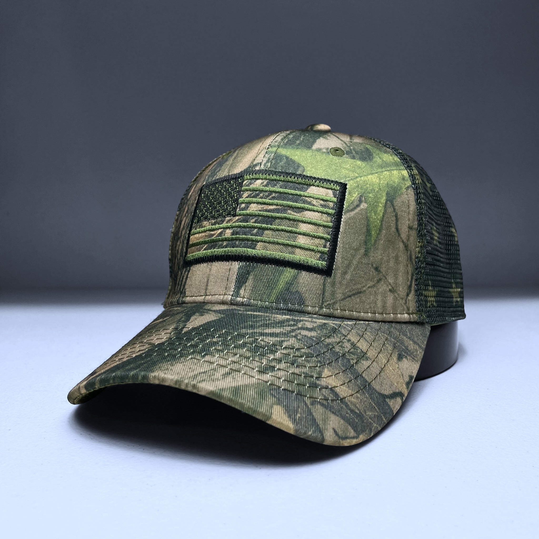 USA Flag Embroidered Camo Mesh Baseball Cap, Snapback, Outdoor, Sport Hat
