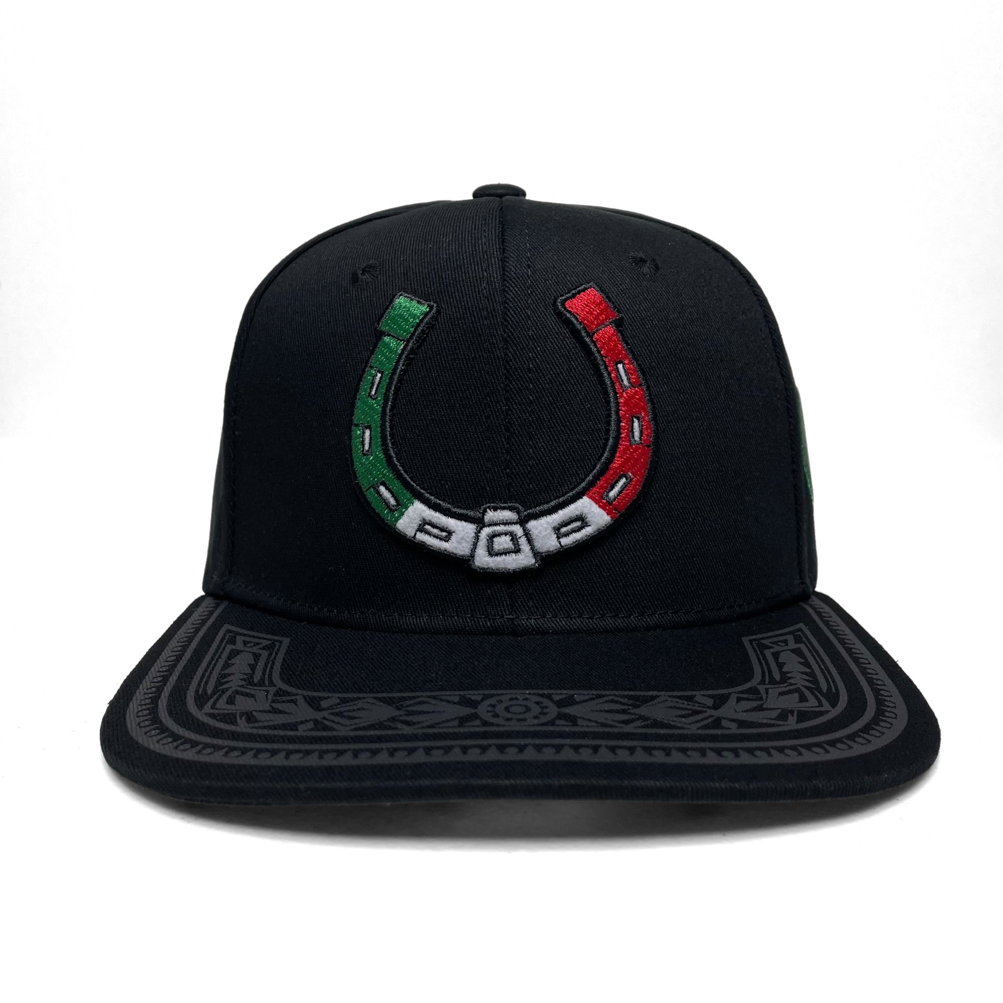 Mexico Flag Horseshoe 3D Embroidered Baseball Cap, Flat Brim, Western Hat