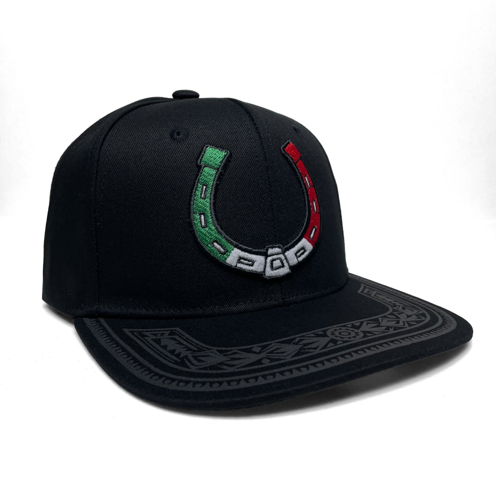 Mexico Flag Horseshoe 3D Embroidered Baseball Cap, Flat Brim, Western Hat