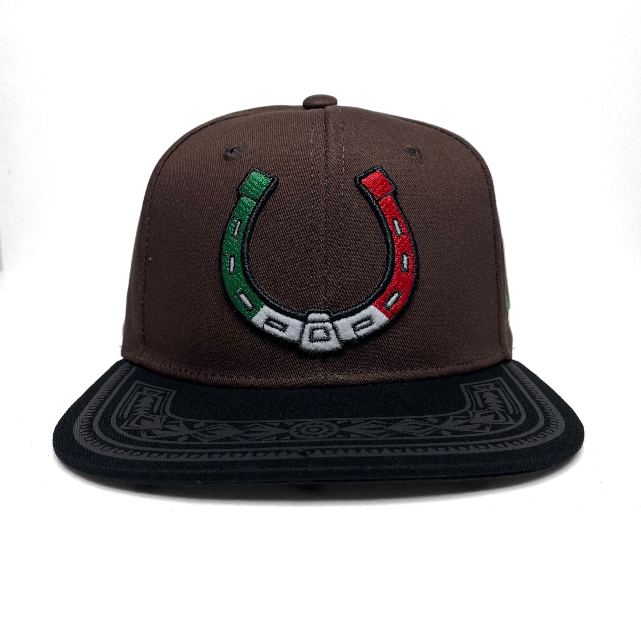 Mexico Flag Horseshoe Embroidered Baseball Cap, Flat Brim, Wester Style