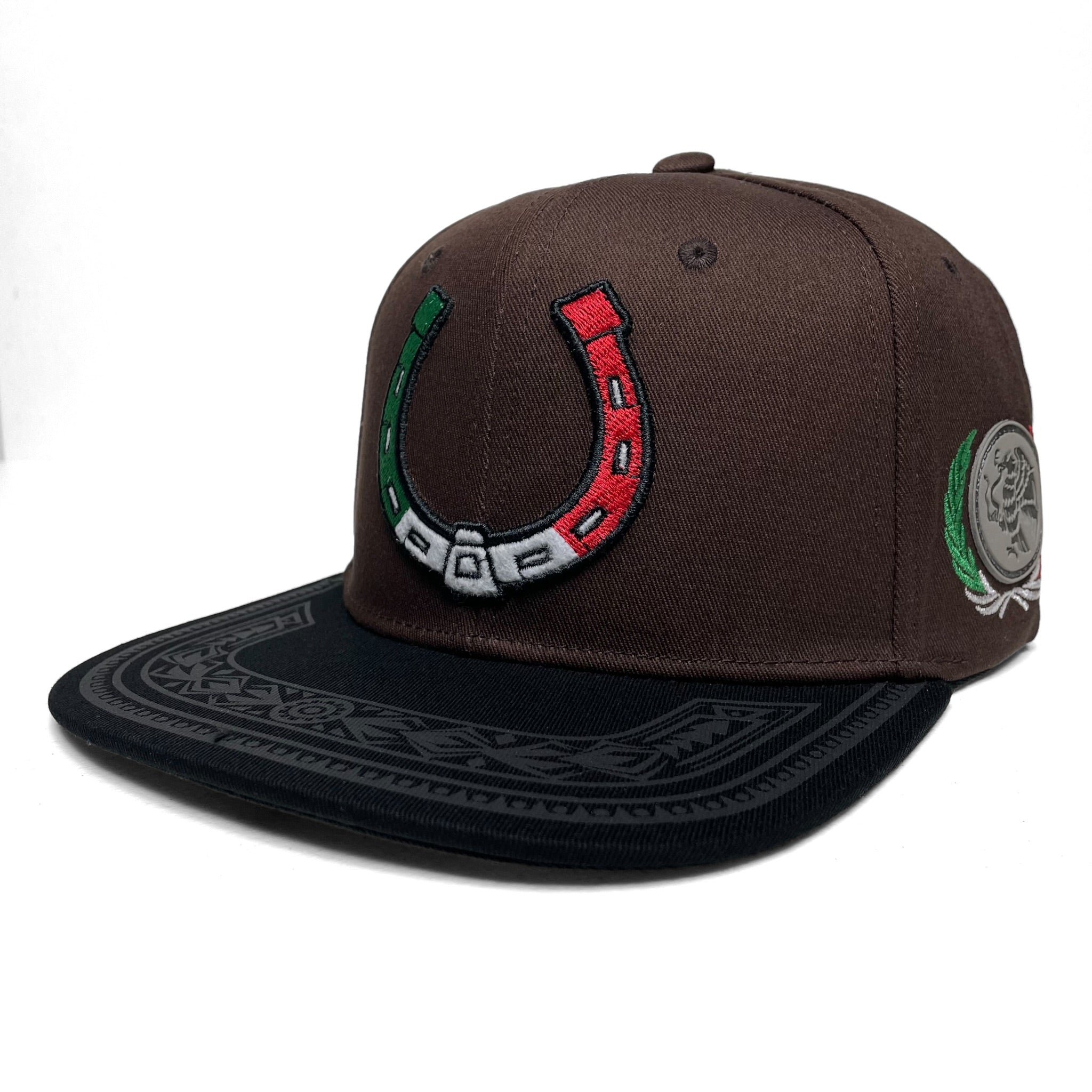 Mexico Flag Horseshoe Embroidered Baseball Cap, Flat Brim, Wester Style