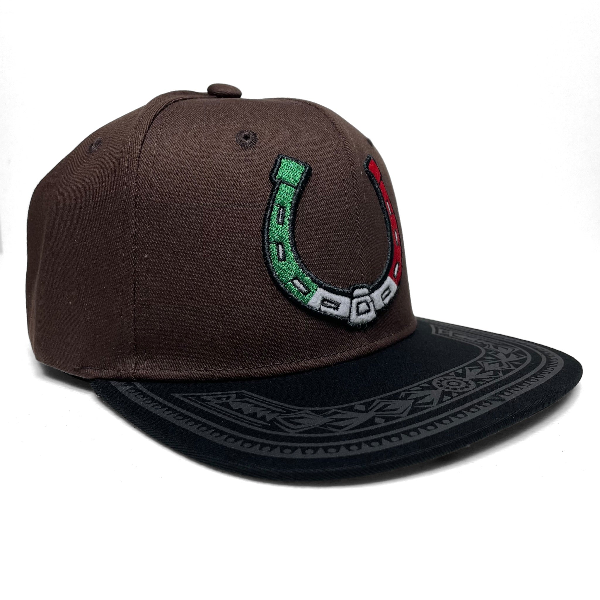 Mexico Flag Horseshoe Embroidered Baseball Cap, Flat Brim, Wester Style
