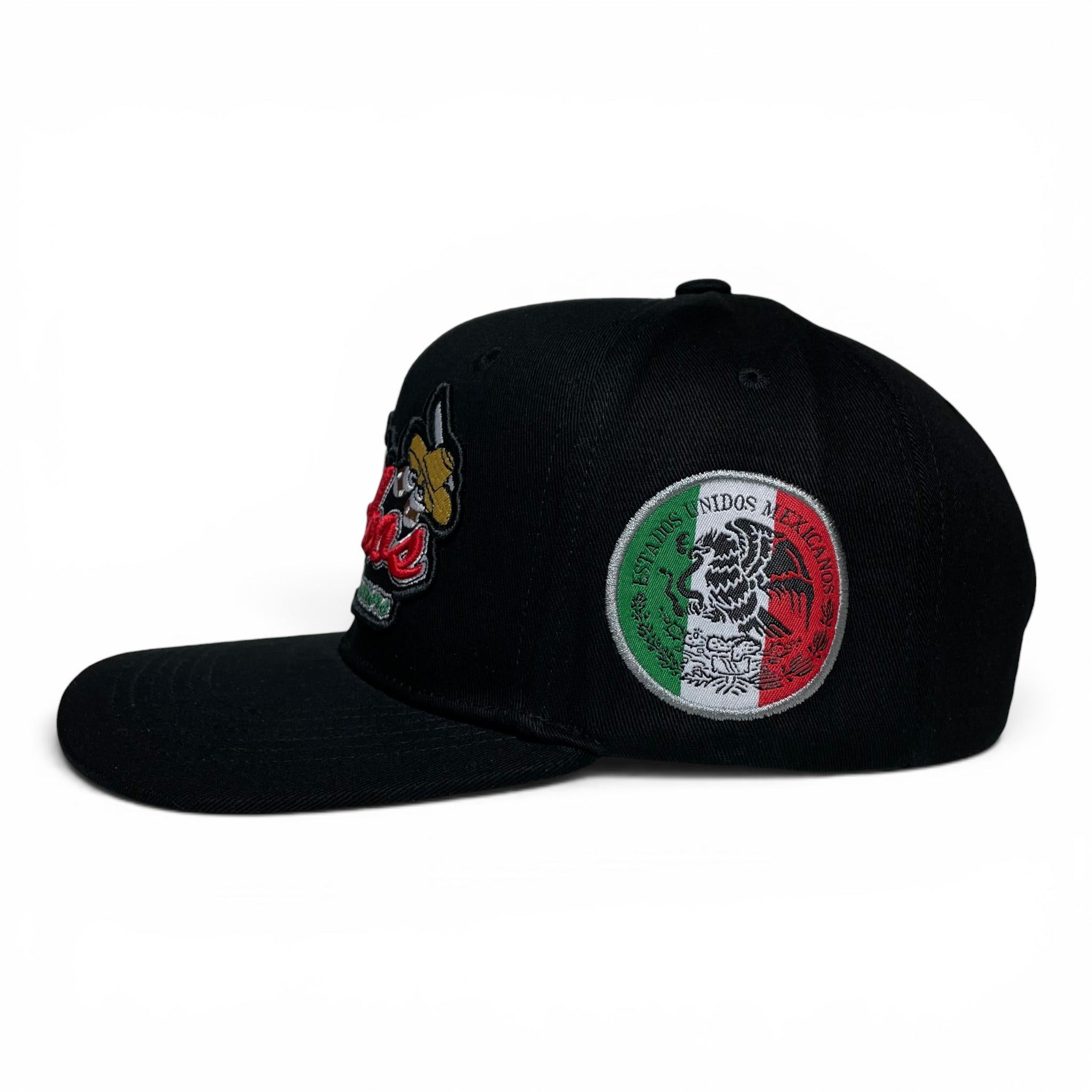 Gorra Los Cochos de Guerrero México, Negra, Snapback, Visera Plana, Bordado