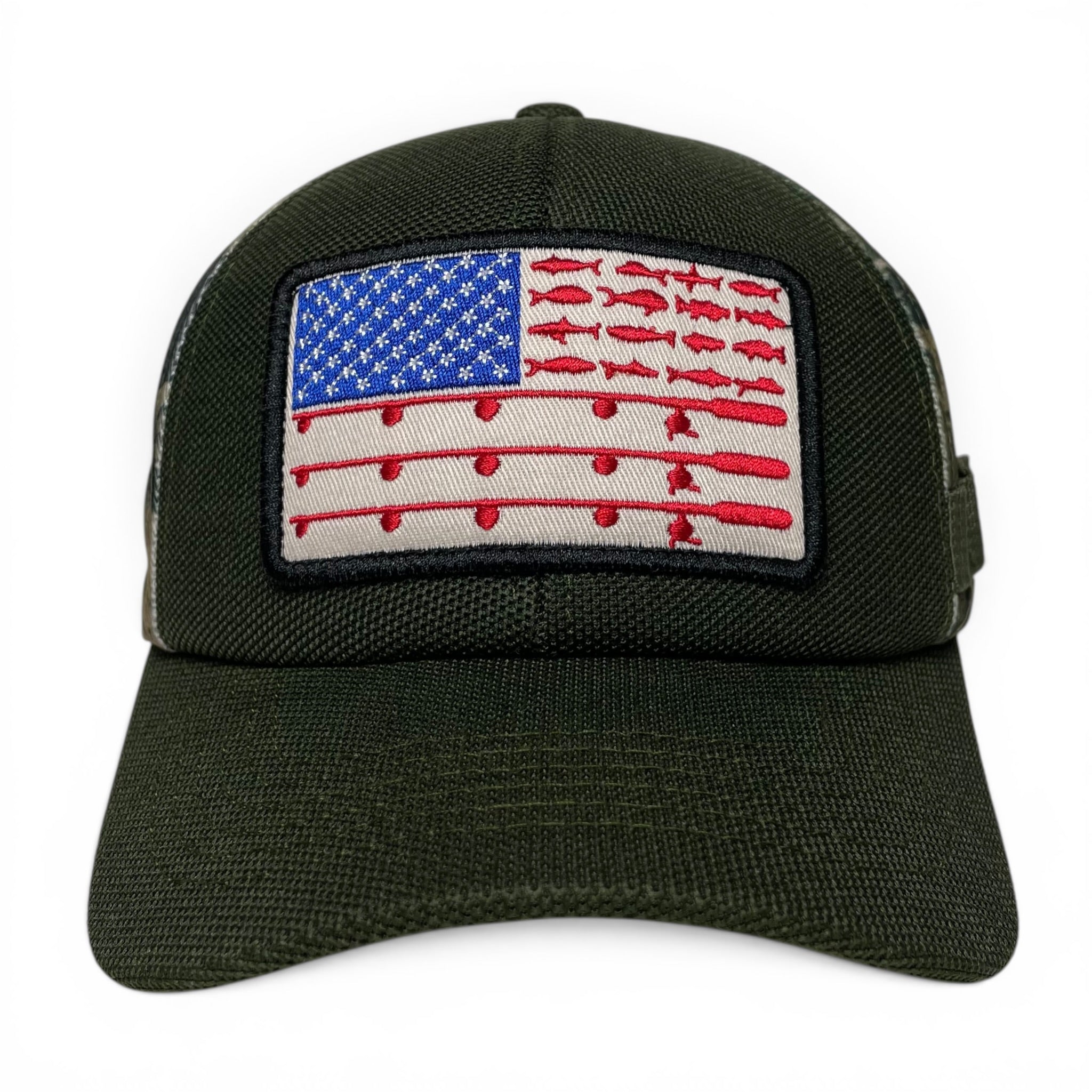 American Flag Embroidered Patch Camo Baseball Cap, Outdoor, Fishing