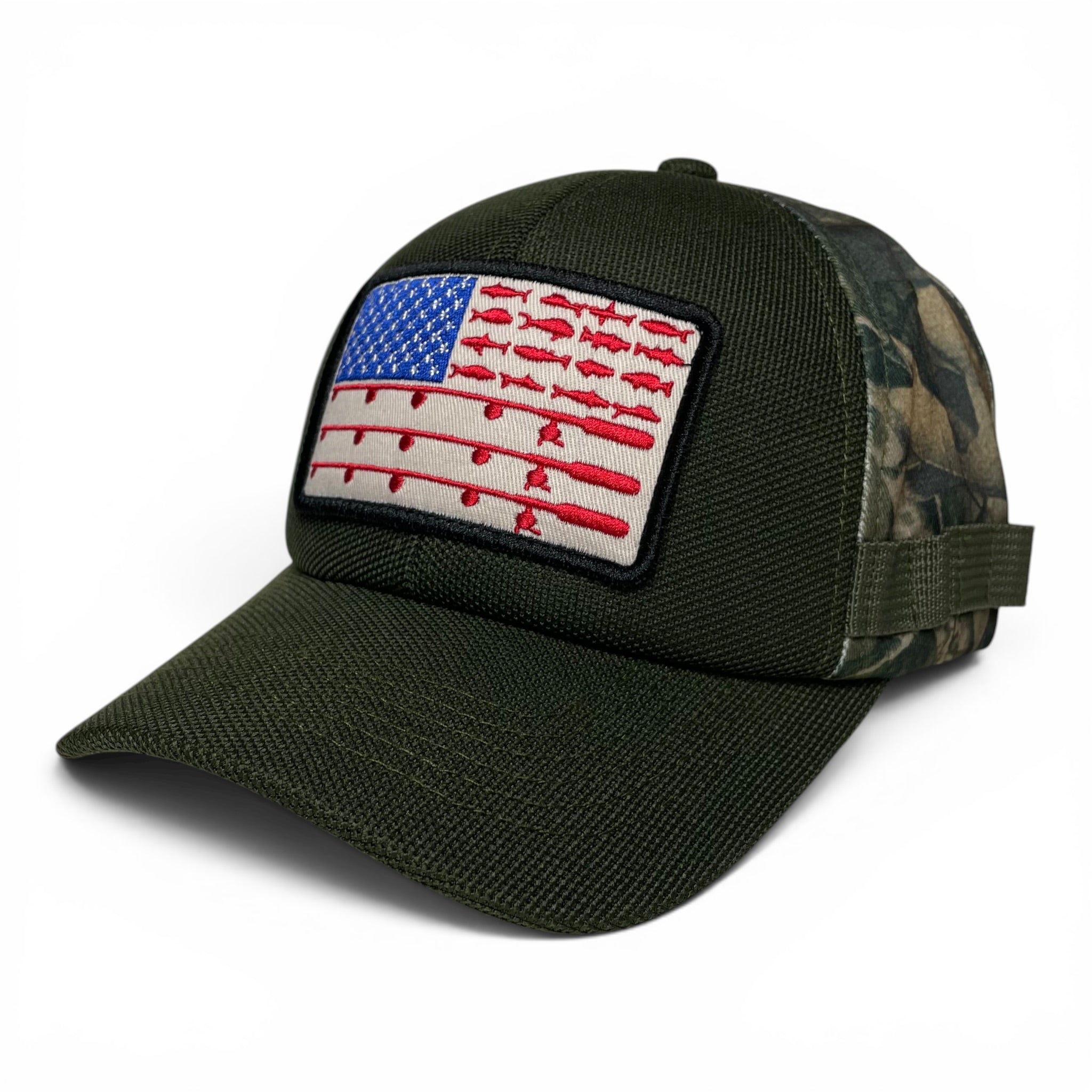 American Flag Embroidered Patch Camo Baseball Cap, Outdoor, Fishing