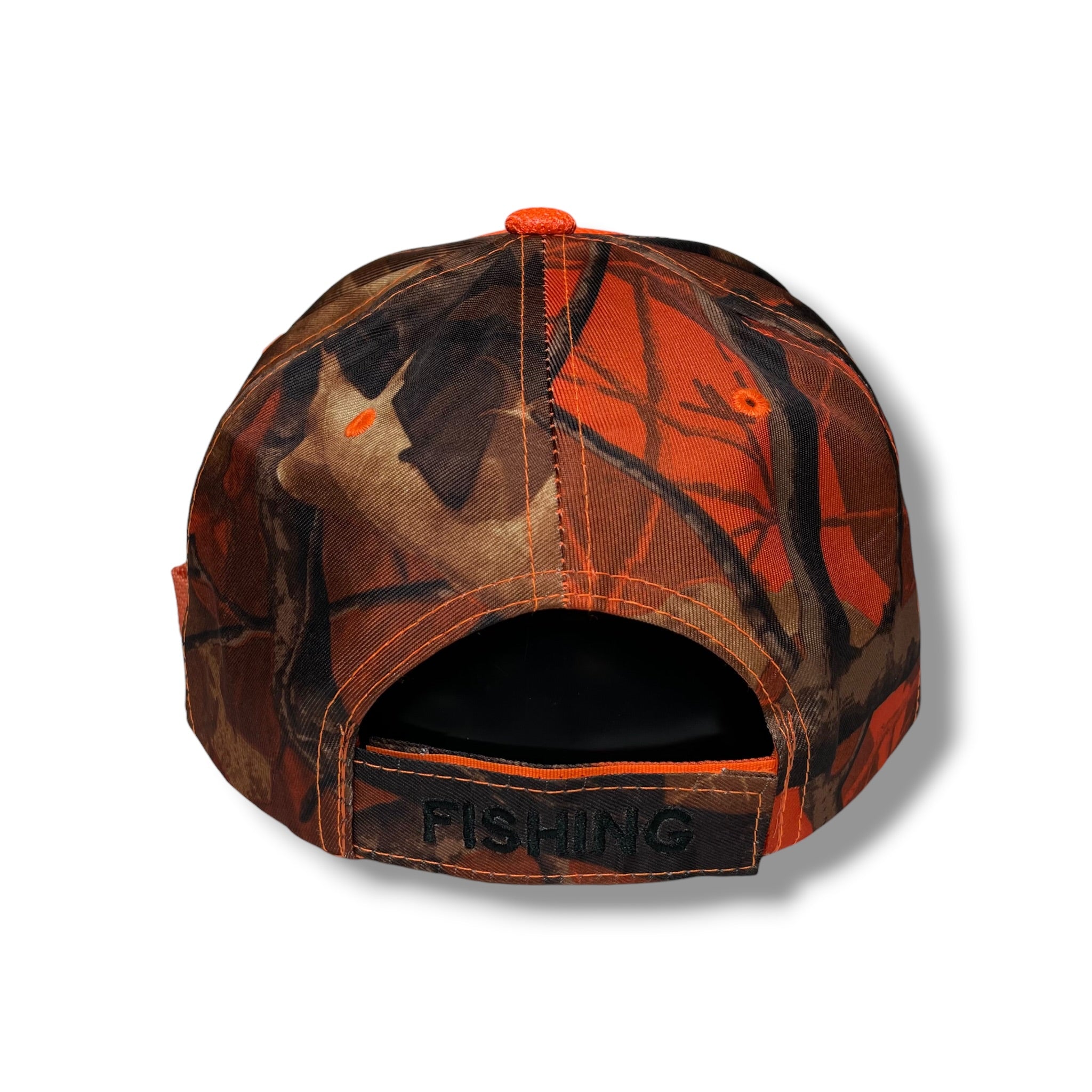USA Flag Embroidered Patch Camo Fishing Cap, High-Visibility Orange, Outdoor Cap