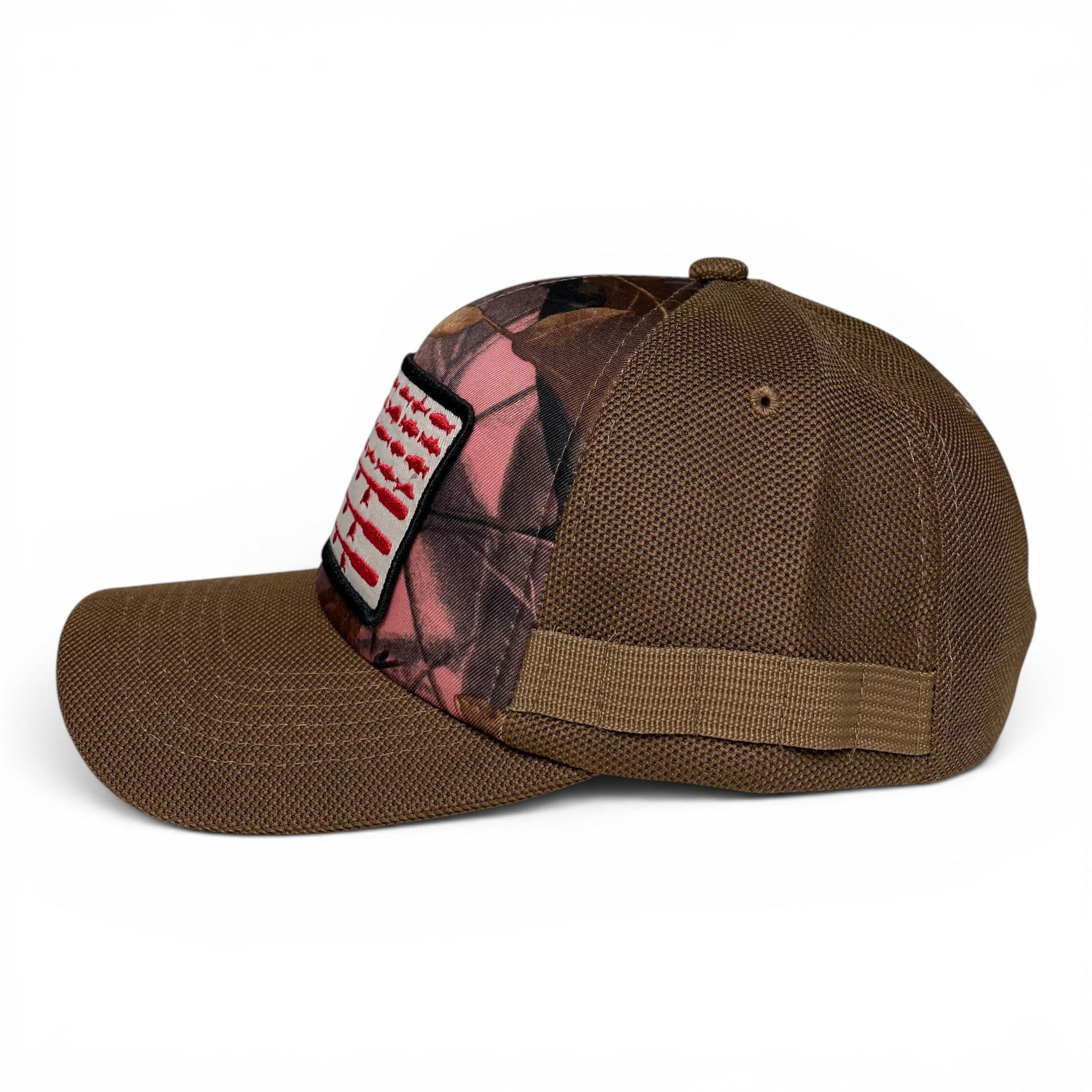 Camo Fishing Cap with American Flag Embroidered Pocket Patch | Wholesale Caps