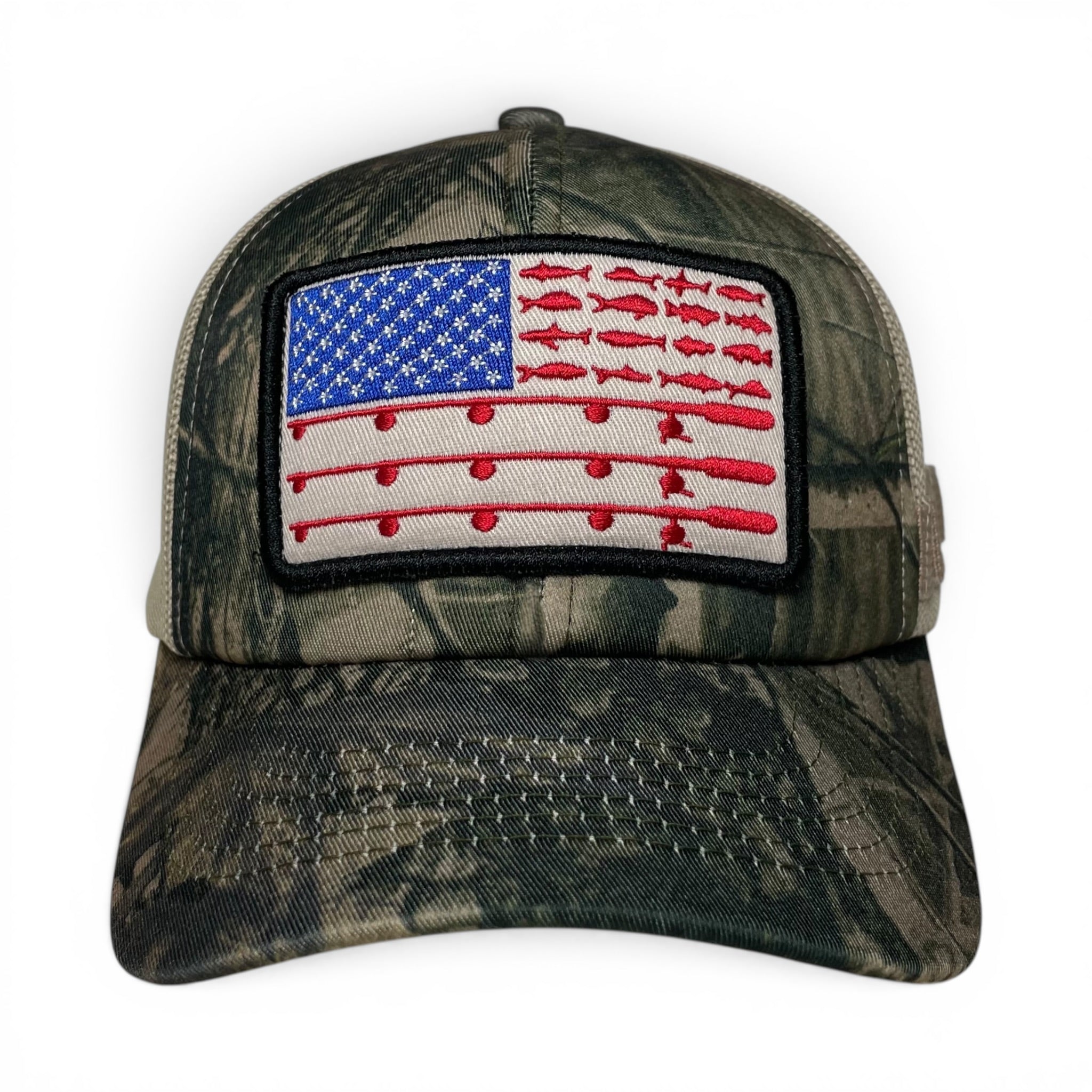 USA Flag Patch Camo Outdoor Baseball Cap for Fishing and Hunting