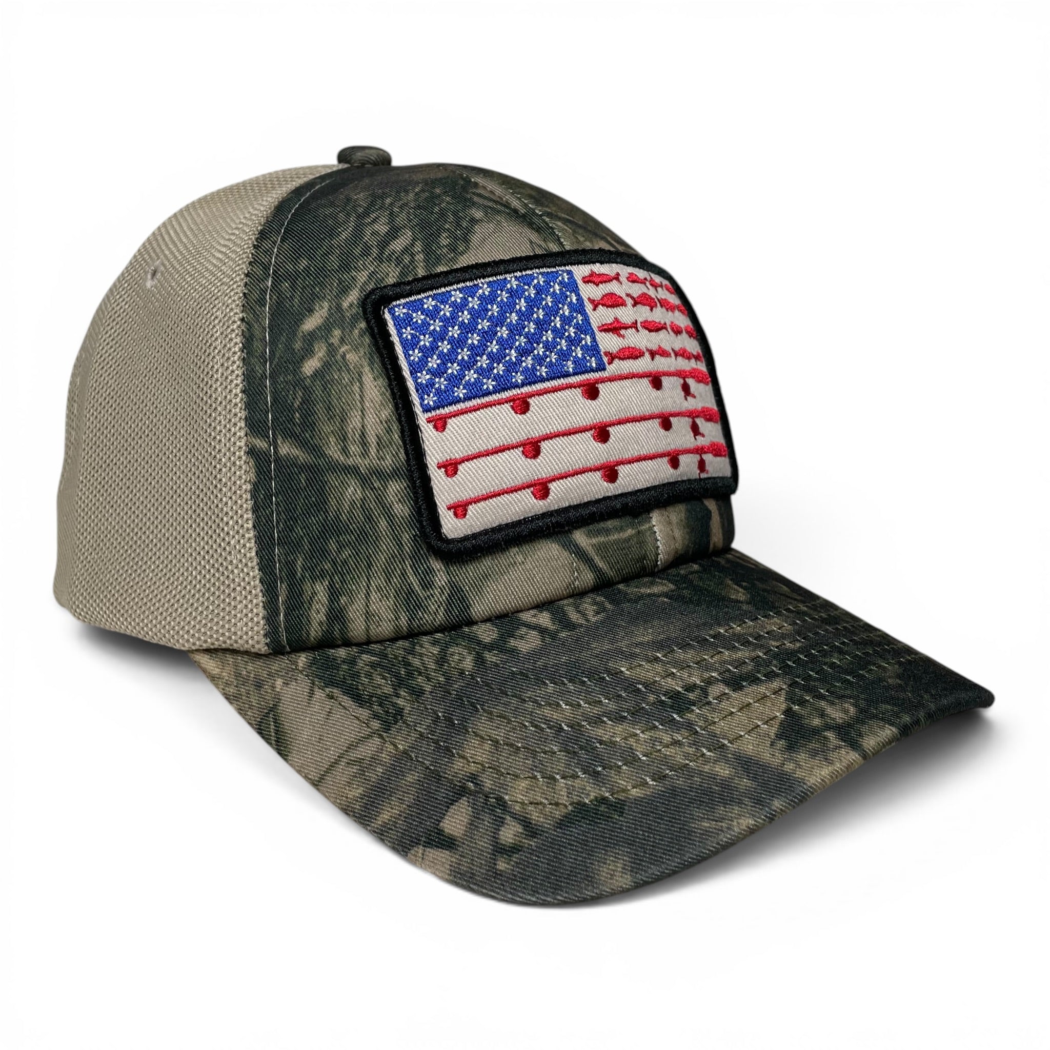USA Flag Patch Camo Outdoor Baseball Cap for Fishing and Hunting