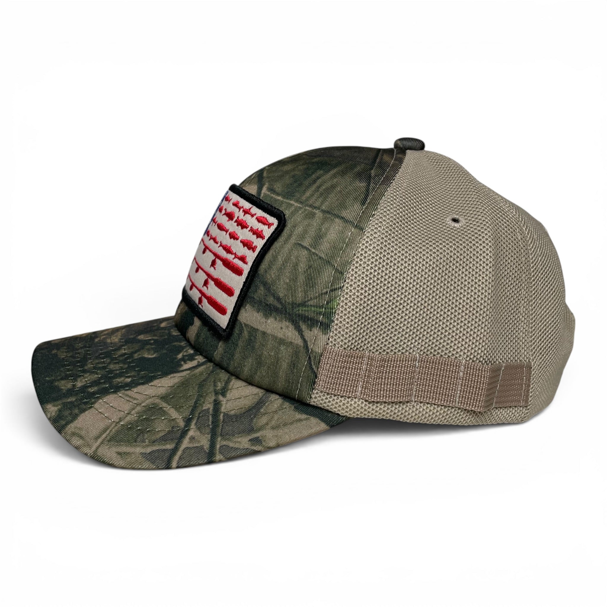 USA Flag Patch Camo Outdoor Baseball Cap for Fishing and Hunting