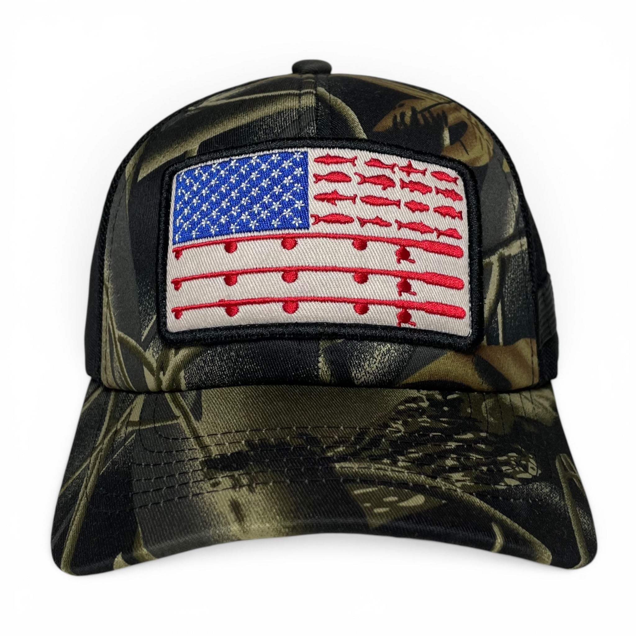 USA American Flag Embroidered Patch Camo Baseball Cap, Fishing Hat