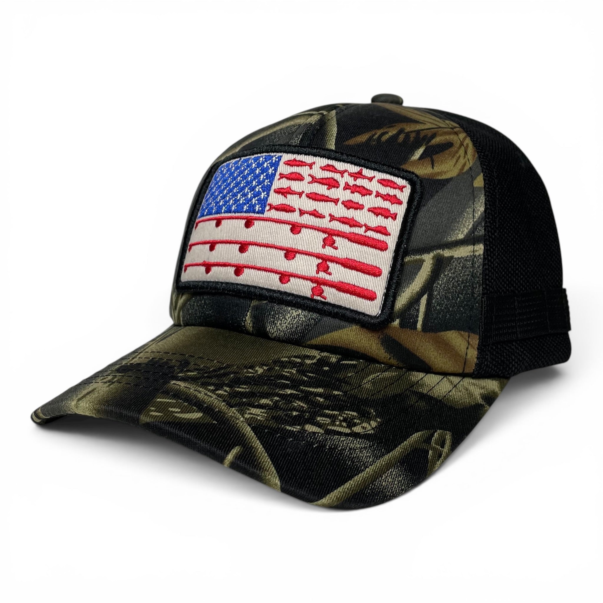 USA American Flag Embroidered Patch Camo Baseball Cap, Fishing Hat