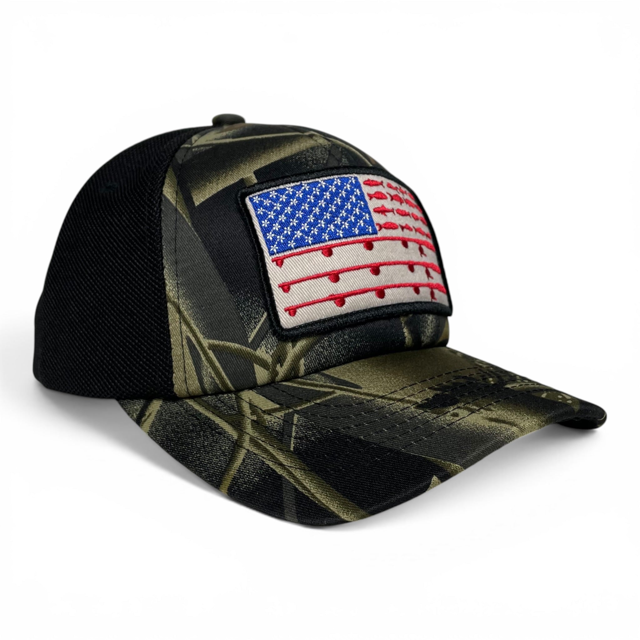 USA American Flag Embroidered Patch Camo Baseball Cap, Fishing Hat