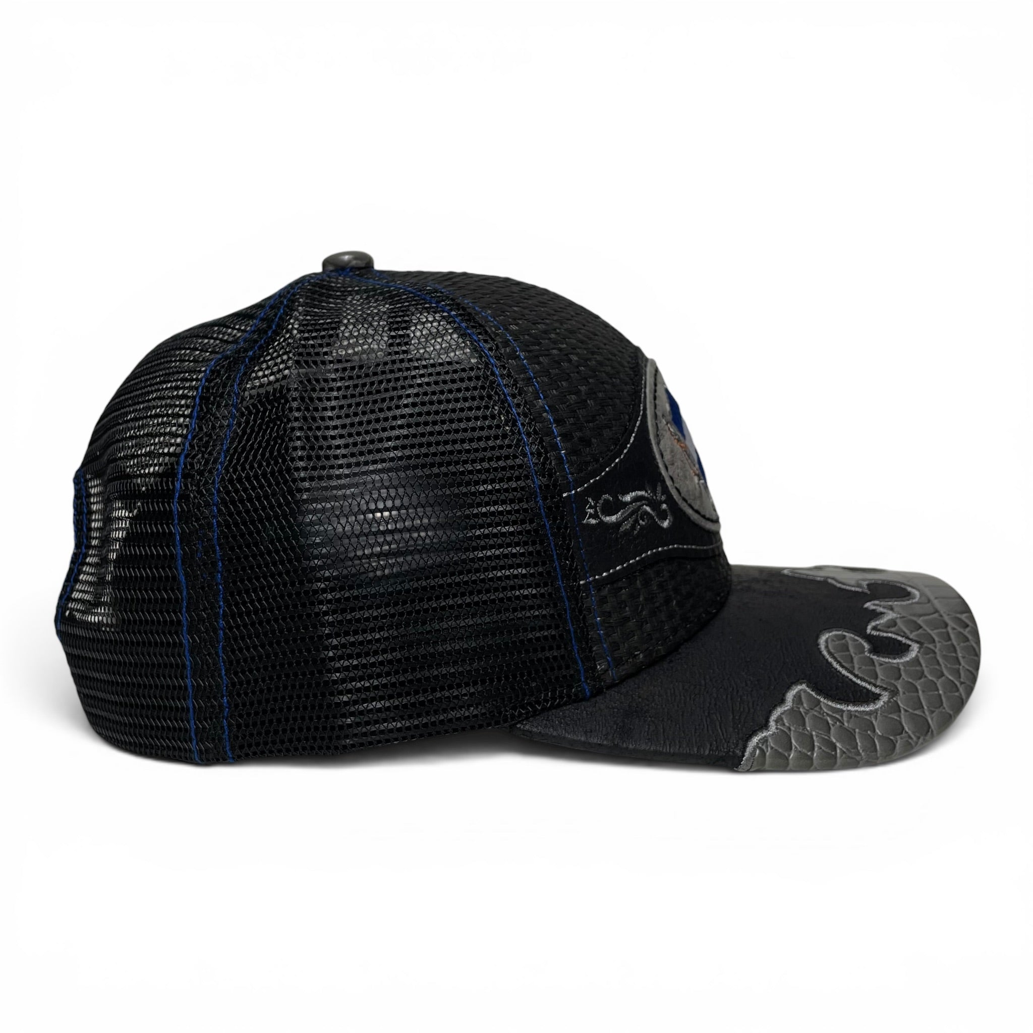 Gorra Bandera de Honduras Parche de Cuero Bordado, Negra, Estilo Vaquero