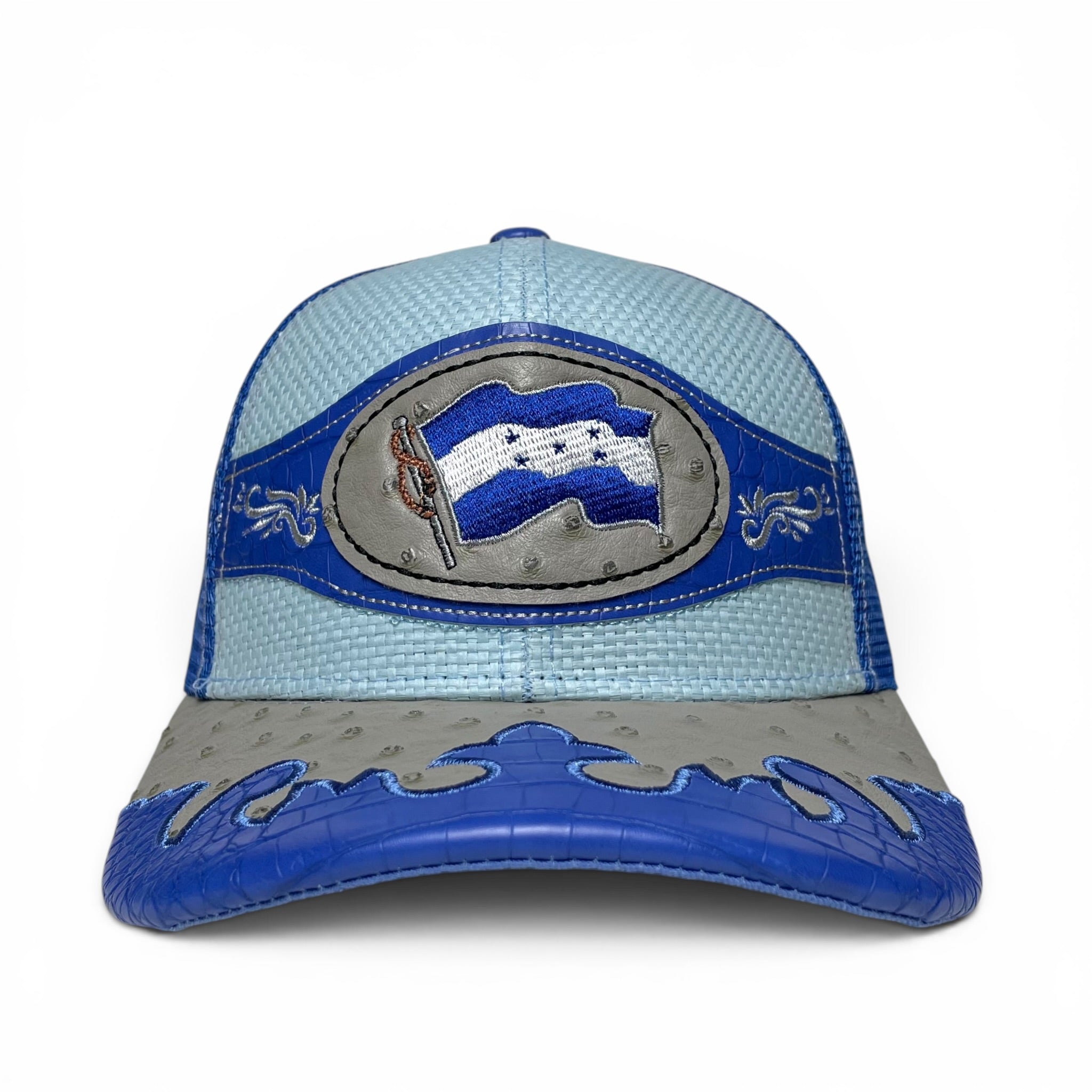 Gorra Bandera de Honduras Parche de Cuero Bordado, Estilo Vaquero