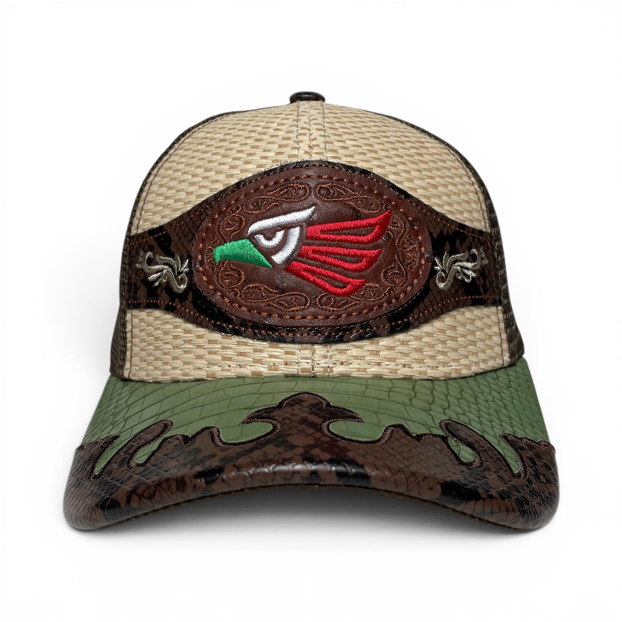 Hecho en Mexico Gorra Aguila Bordada Parche de Cuero, Estilo Vaquero