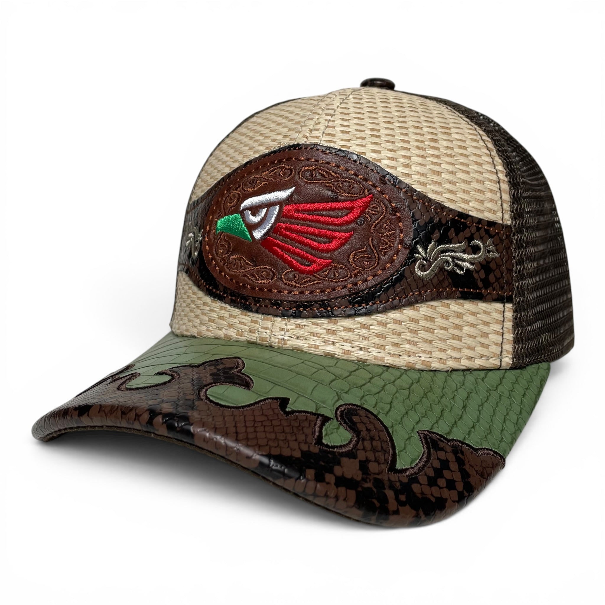 Hecho en Mexico Gorra Aguila Bordada Parche de Cuero, Estilo Vaquero