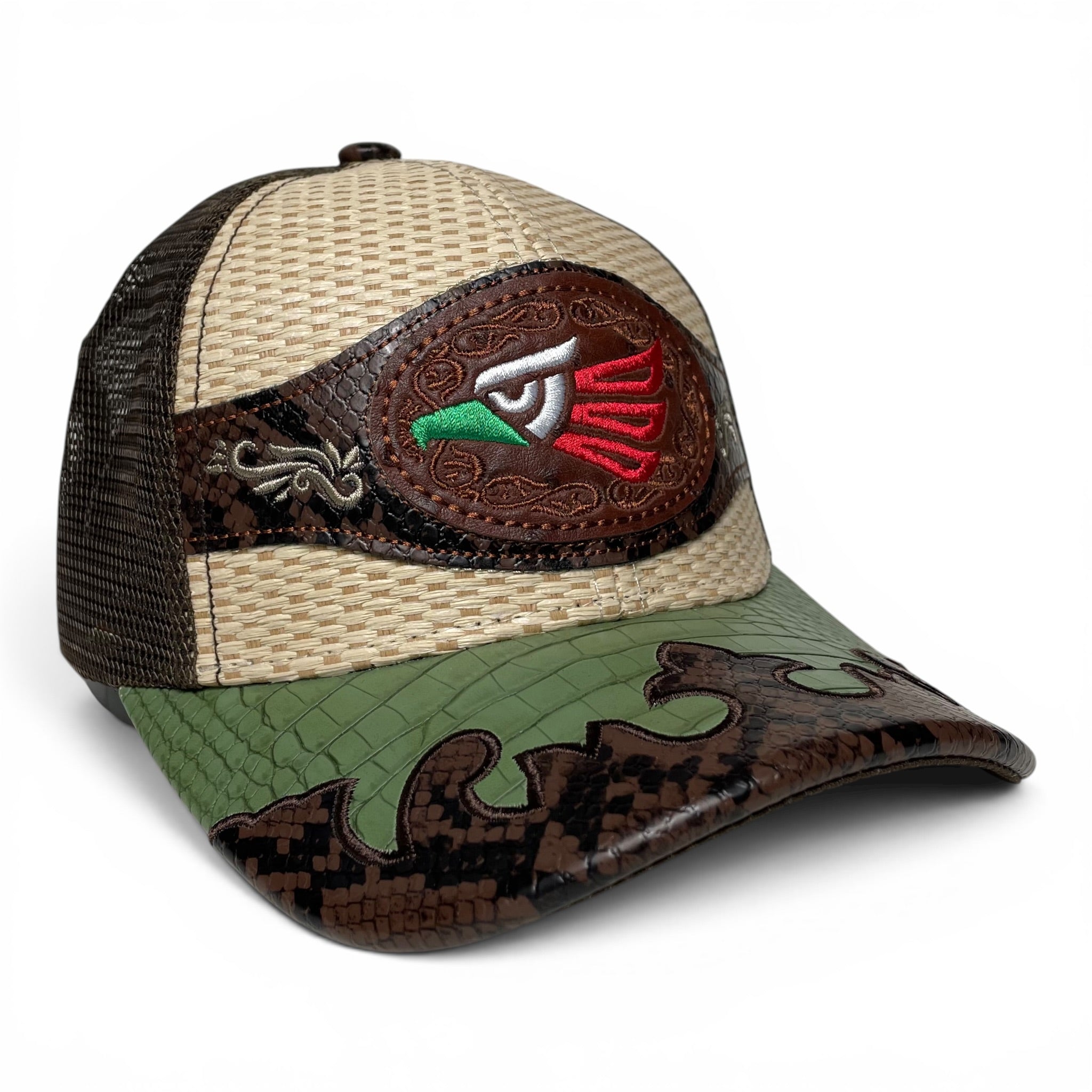 Hecho en Mexico Gorra Aguila Bordada Parche de Cuero, Estilo Vaquero