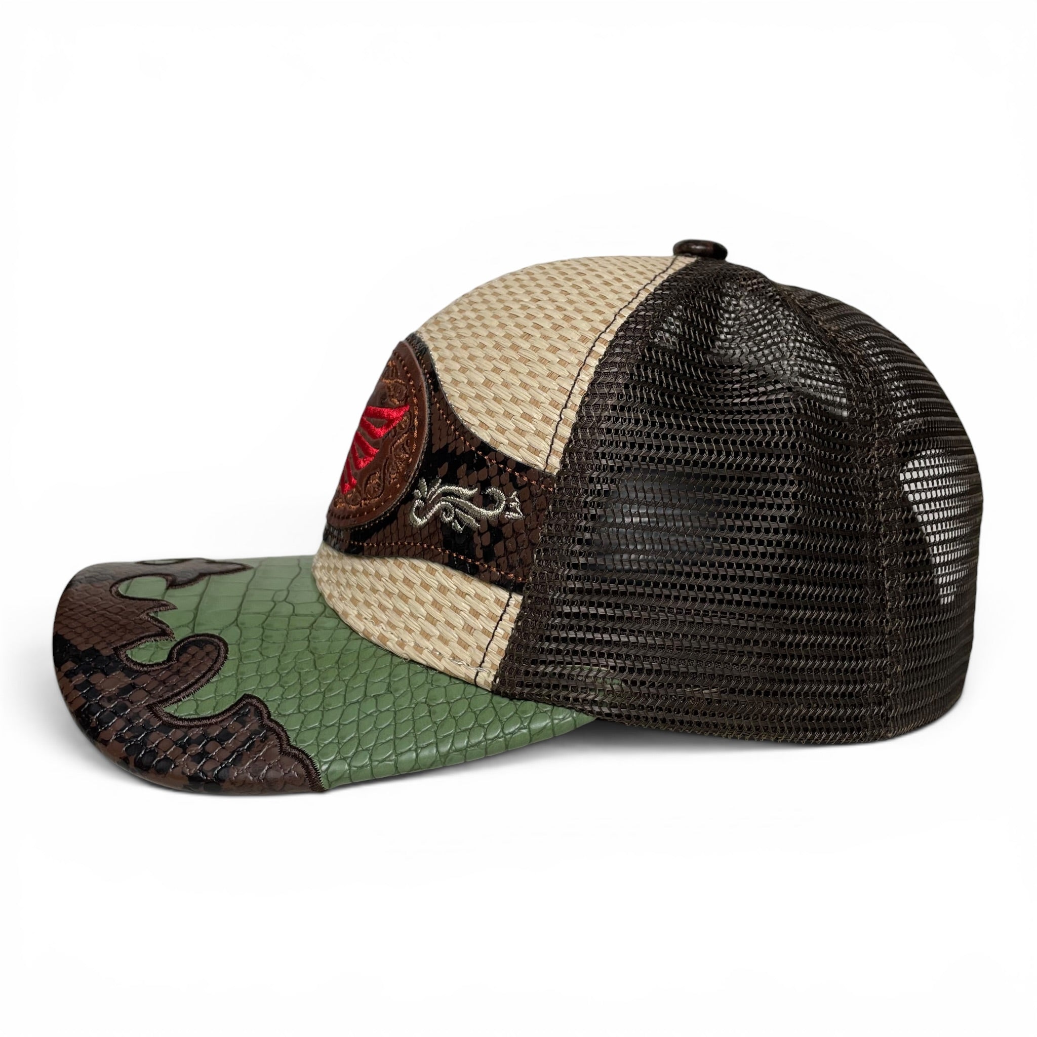 Hecho en Mexico Gorra Aguila Bordada Parche de Cuero, Estilo Vaquero