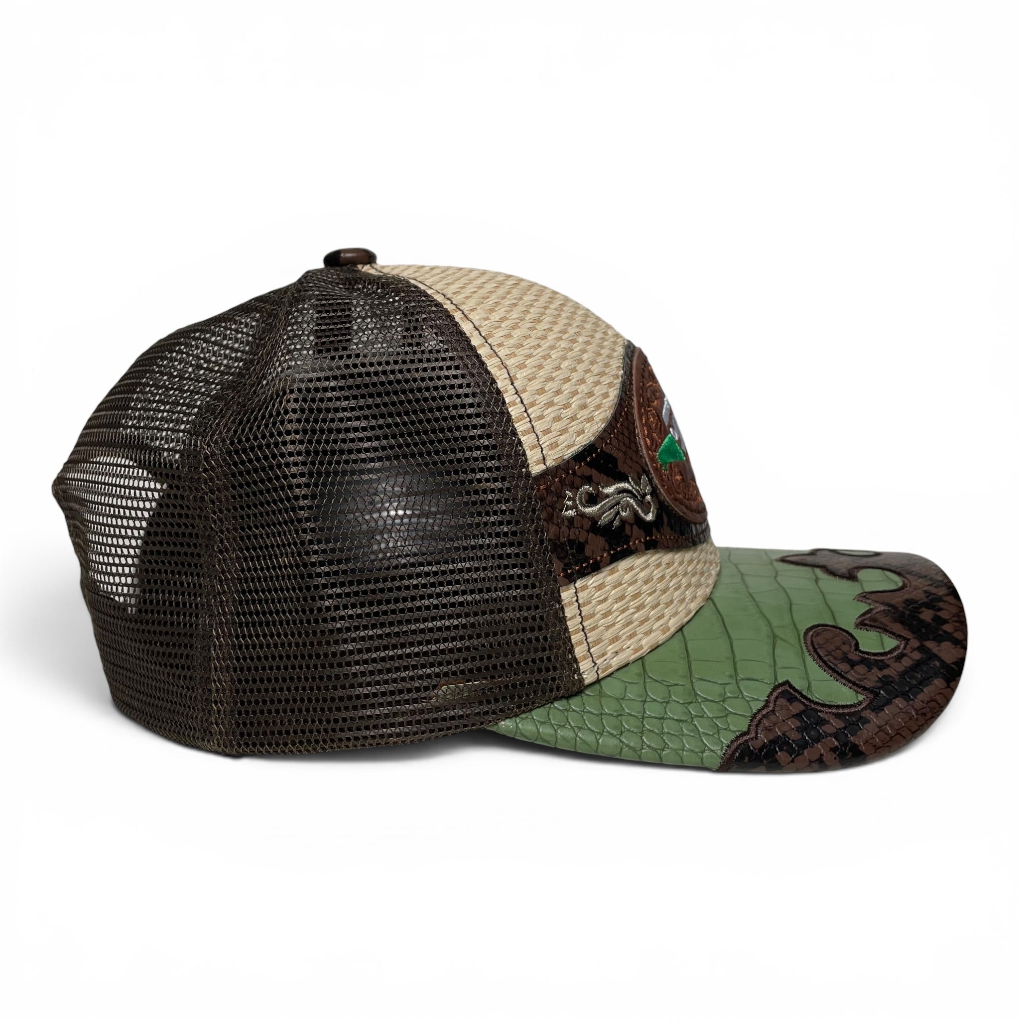 Hecho en Mexico Gorra Aguila Bordada Parche de Cuero, Estilo Vaquero