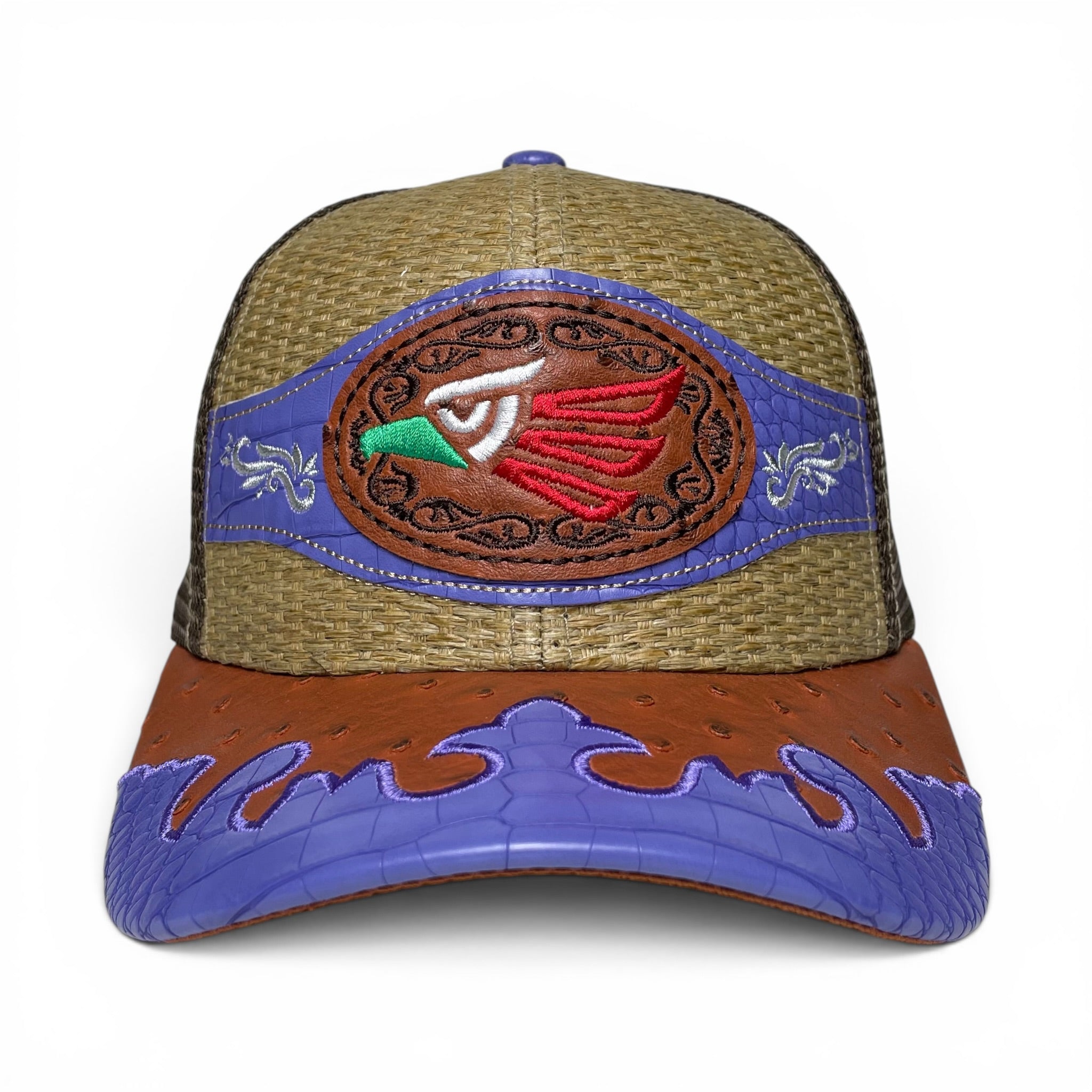Gorra Vaquera Hecho en México Logo, Águila Bordada, Parche de Cuero
