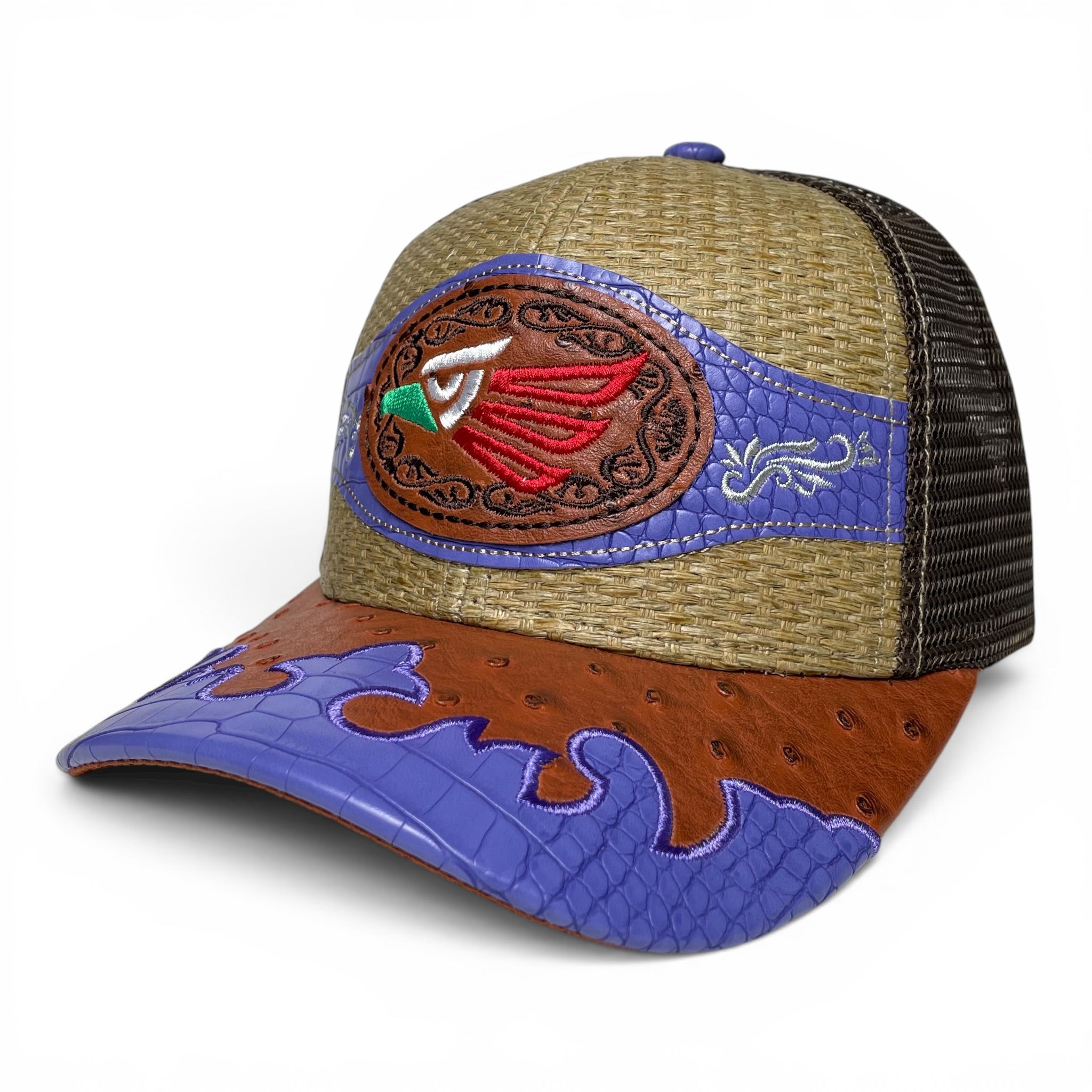 Gorra Vaquera Hecho en México Logo, Águila Bordada, Parche de Cuero