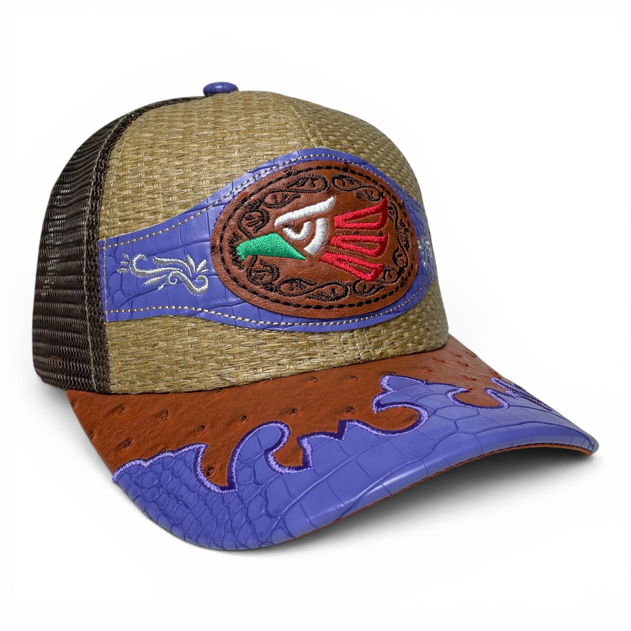 Gorra Vaquera Hecho en México Logo, Águila Bordada, Parche de Cuero