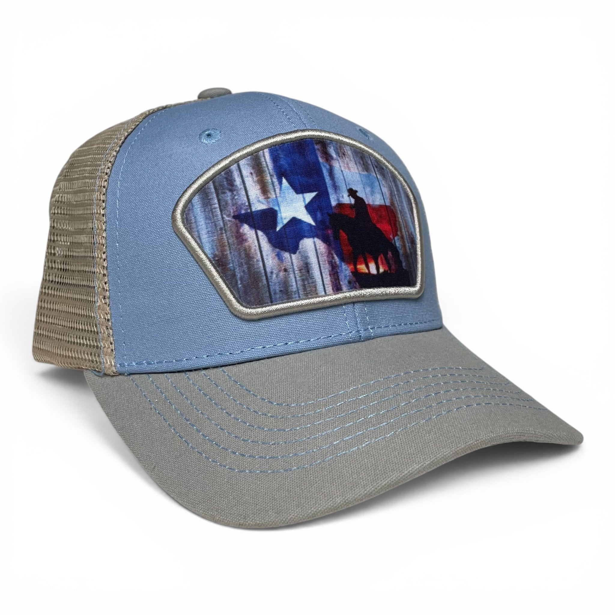Lone Star State Texas Flag Snapback Hat, Mesh, Cowboy, Horse, Rodeo