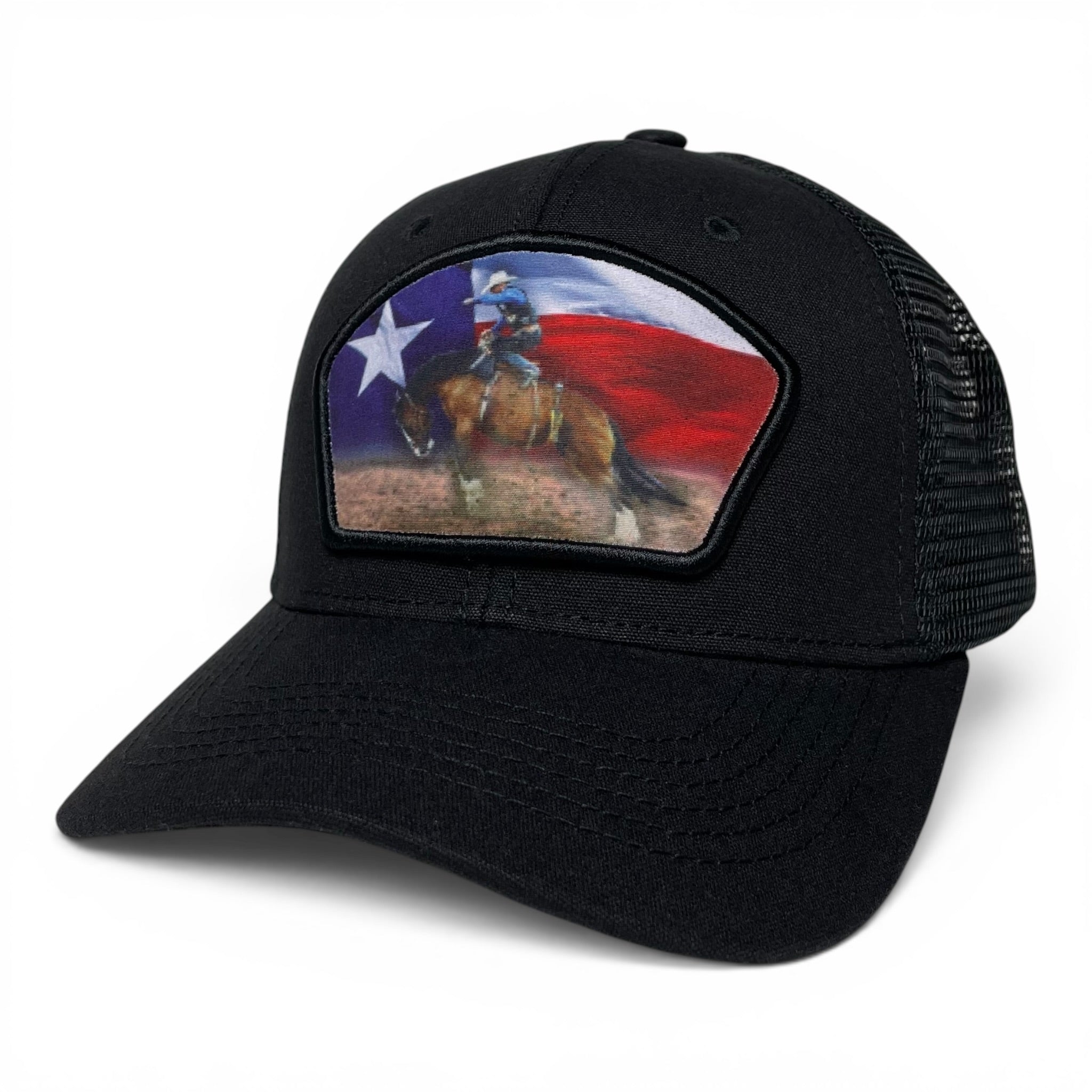 Texas Flag Cowboy Bucking Bronco Snapback Cap, Rodeo, Western Style