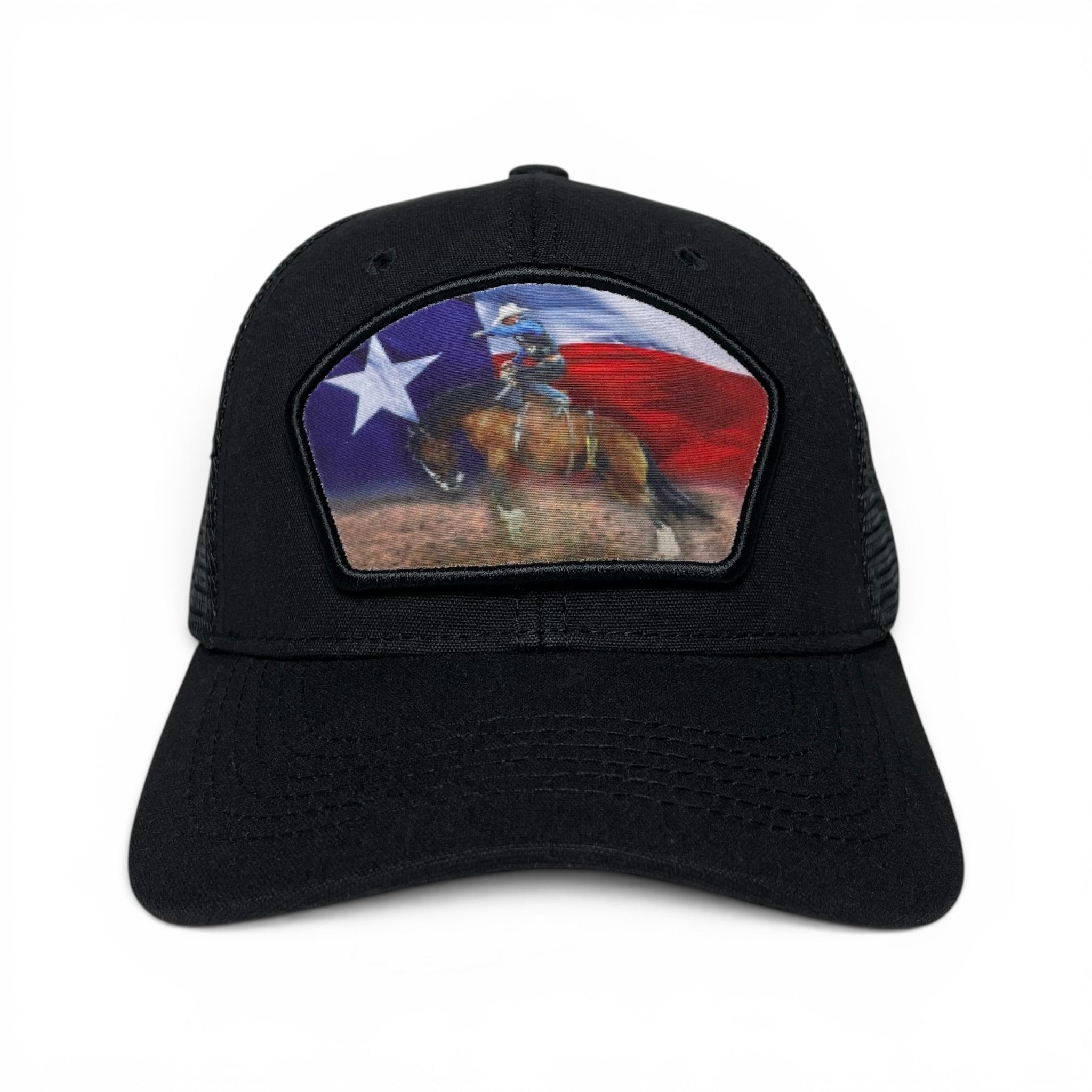 Texas Flag Cowboy Bucking Bronco Snapback Cap, Rodeo, Western Style