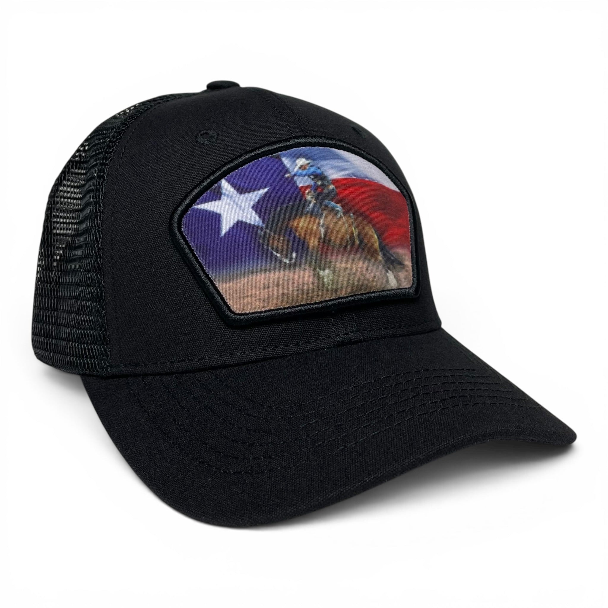 Texas Flag Cowboy Bucking Bronco Snapback Cap, Rodeo, Western Style