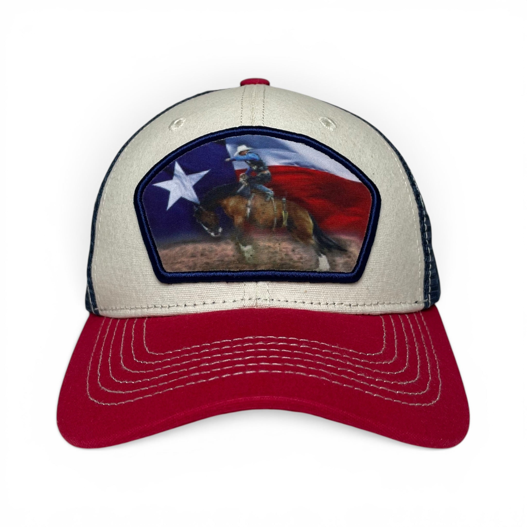 Texas Flag Cowboy Bucking Bronco Horse Snapback Cap, Rodeo Style