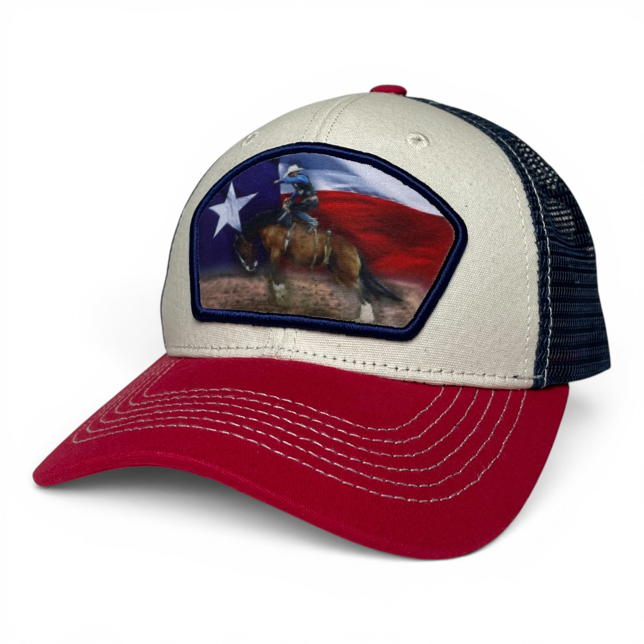 Texas Flag Cowboy Bucking Bronco Horse Snapback Cap, Rodeo Style