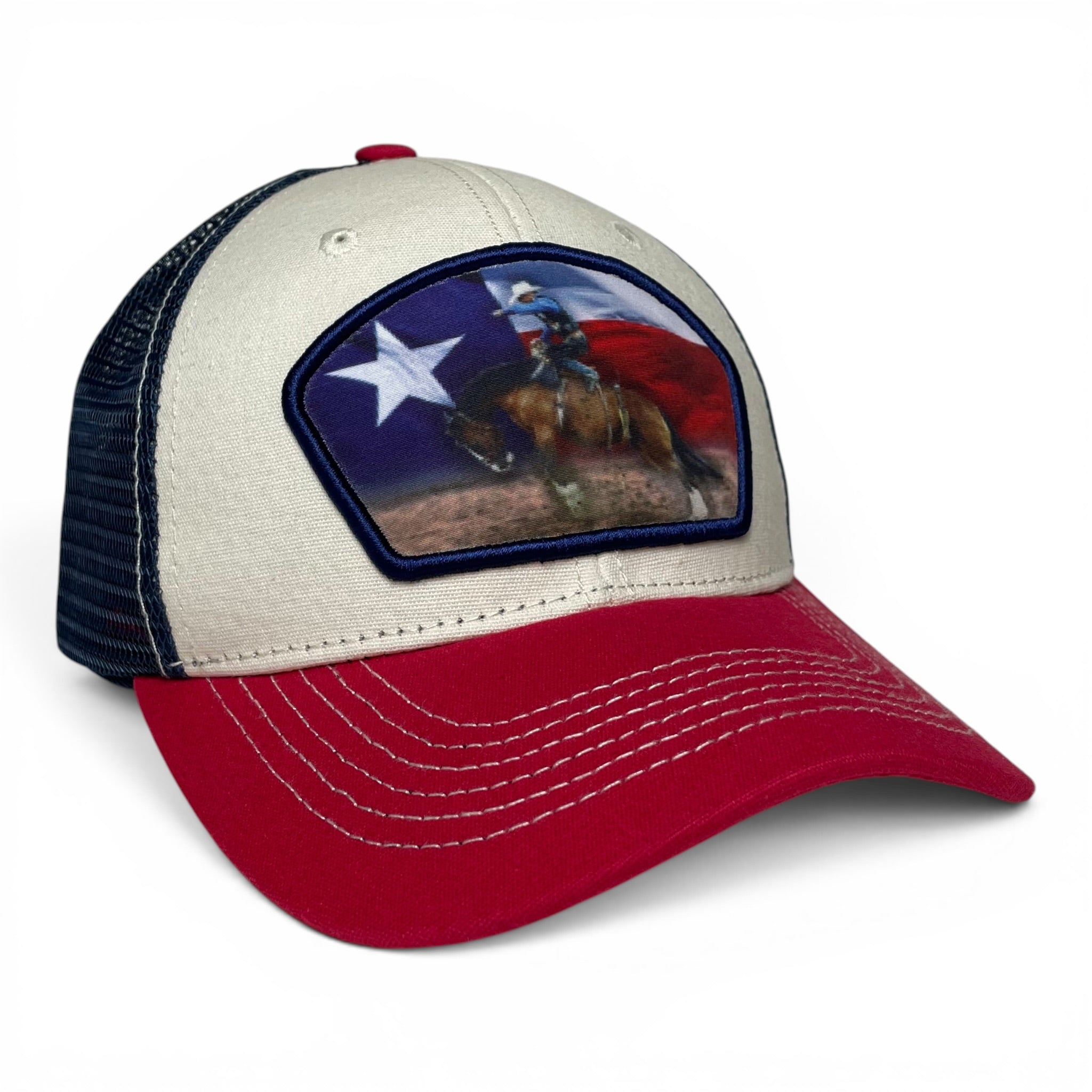 Texas Flag Cowboy Bucking Bronco Horse Snapback Cap, Rodeo Style