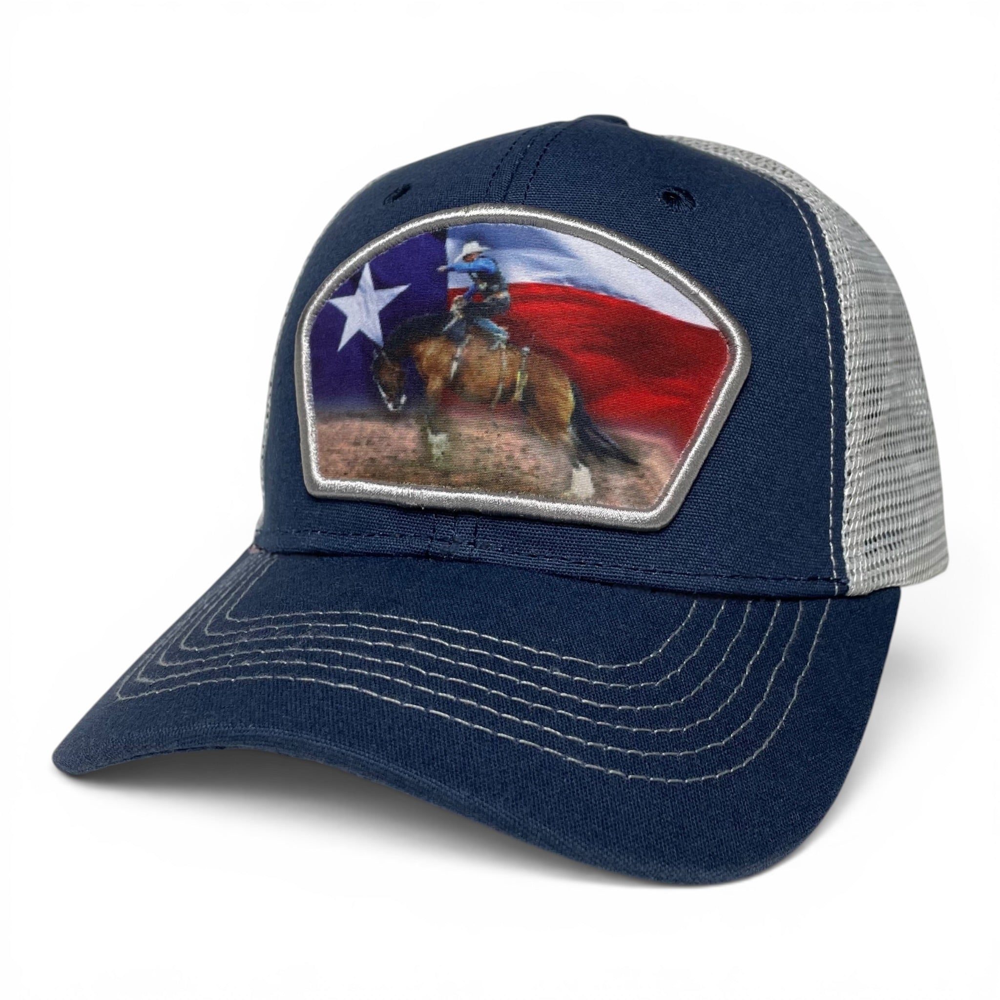 Texas Flag Rodeo Snapback Baseball Cap, Cowboy, Bucking Bronco