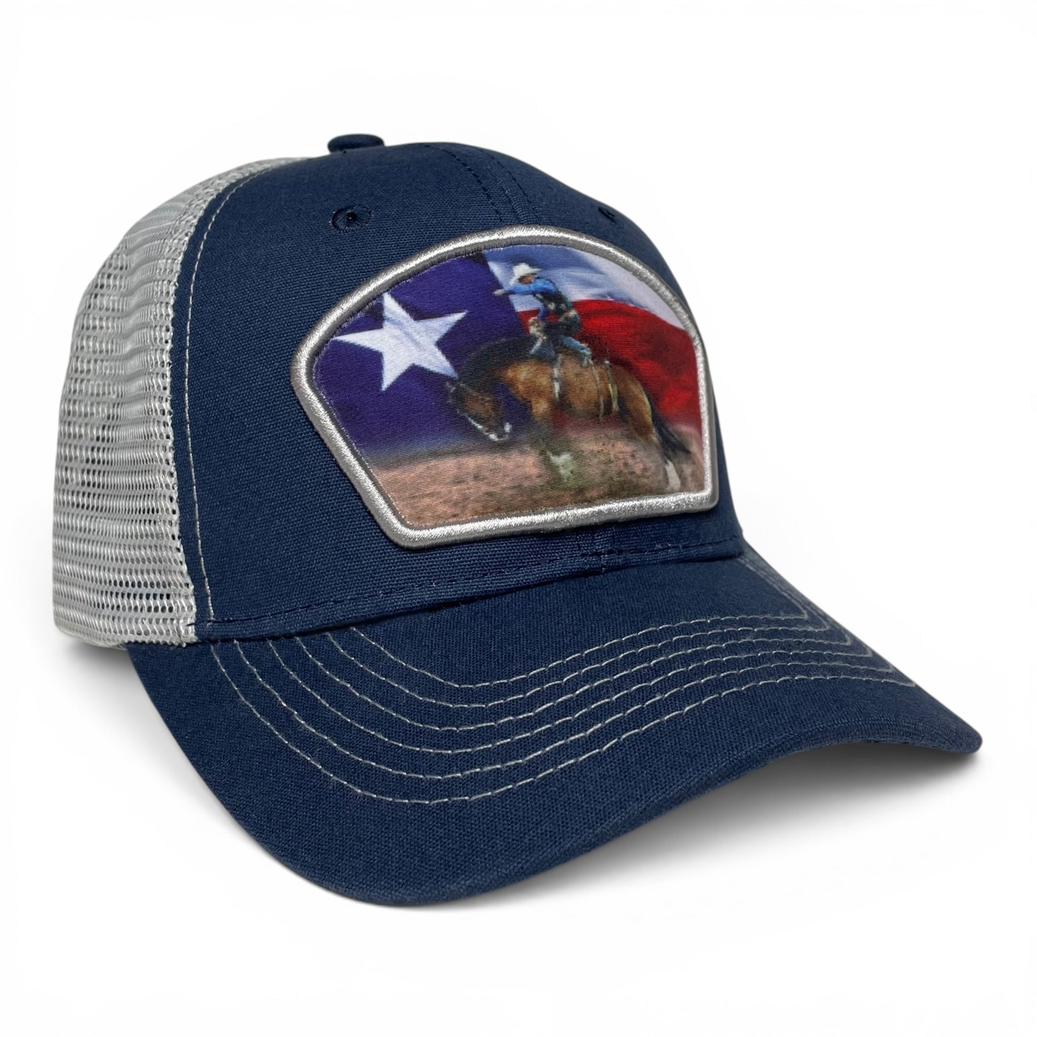 Texas Flag Rodeo Snapback Baseball Cap, Cowboy, Bucking Bronco