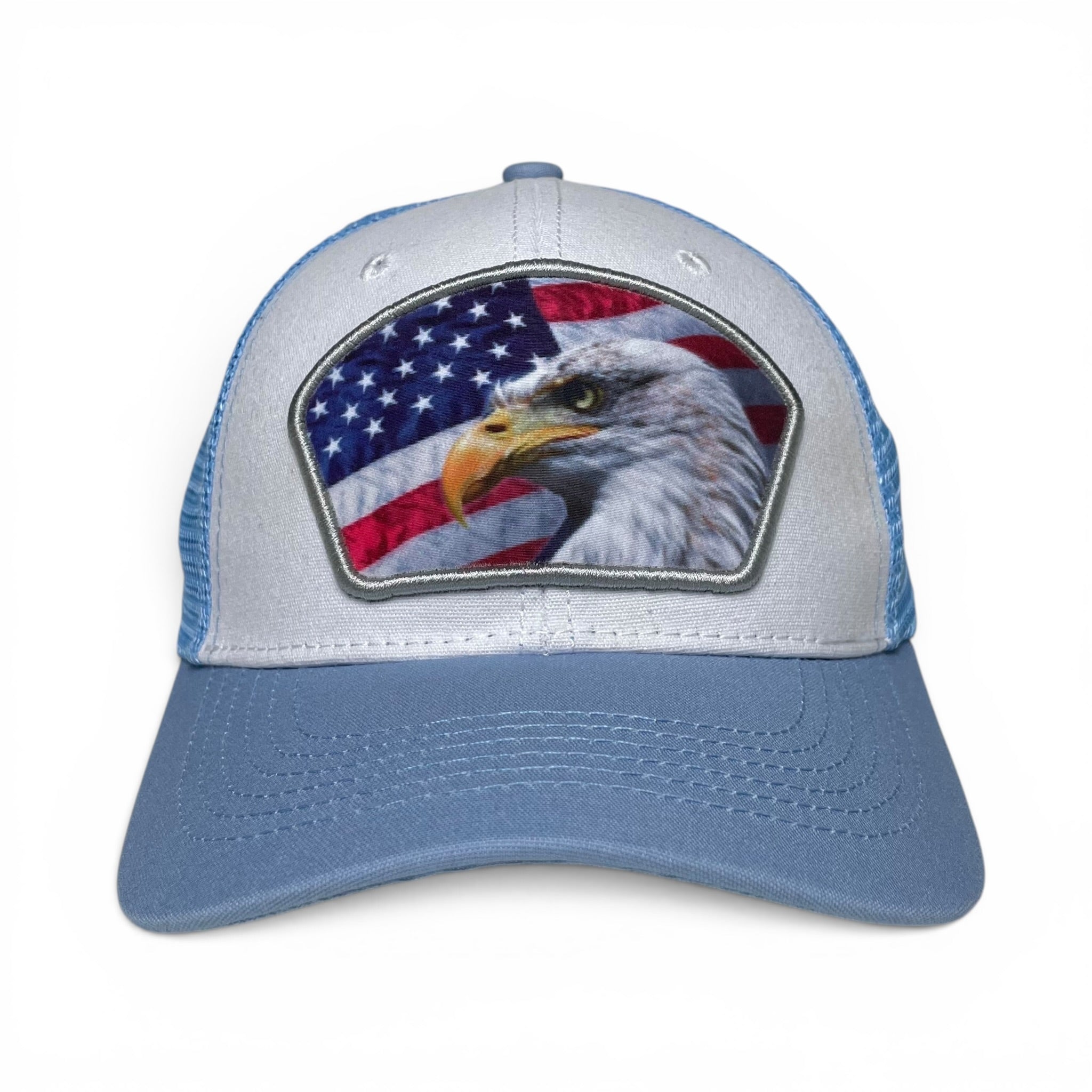 USA Eagle American Flag Patch Snapback Cap, Mesh back, Patriotic Hat