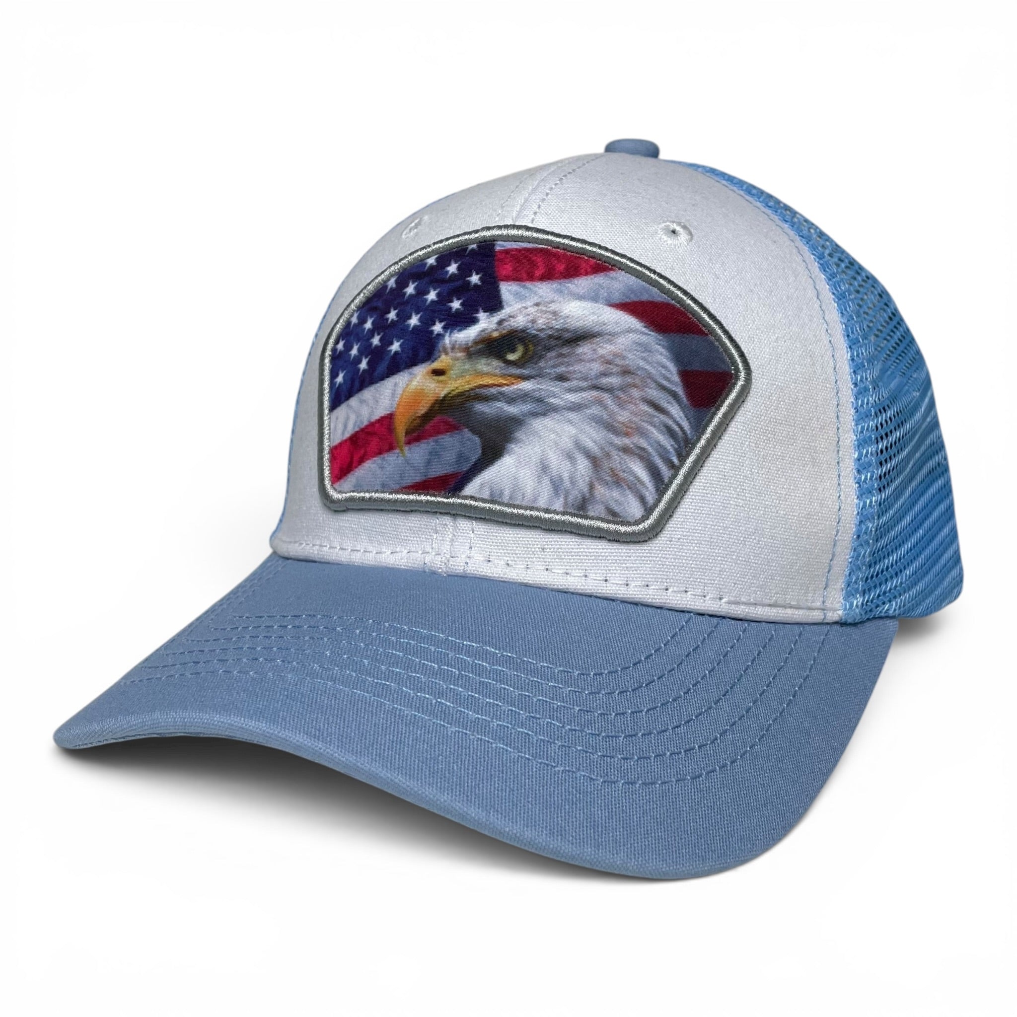USA Eagle American Flag Patch Snapback Cap, Mesh back, Patriotic Hat