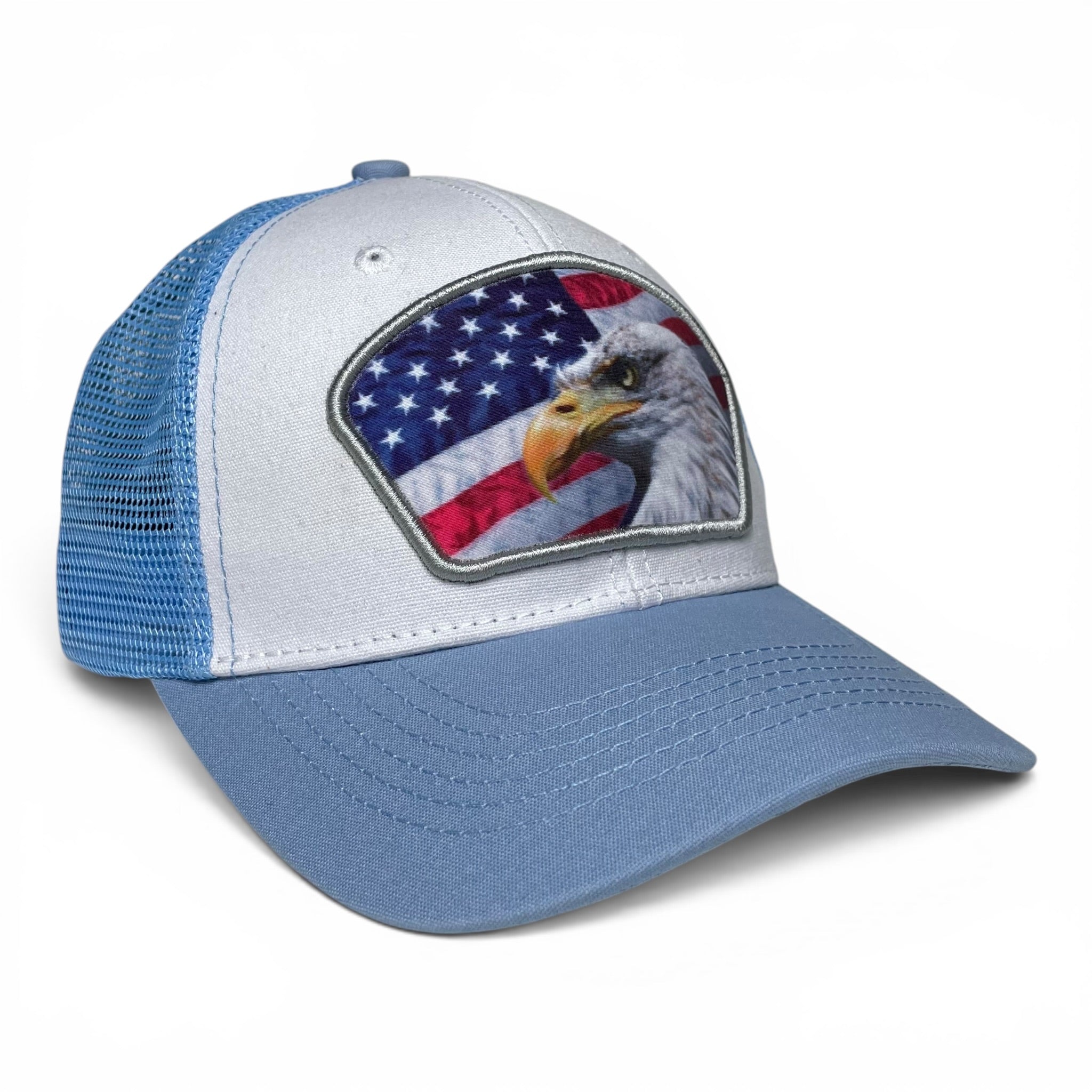 USA Eagle American Flag Patch Snapback Cap, Mesh back, Patriotic Hat