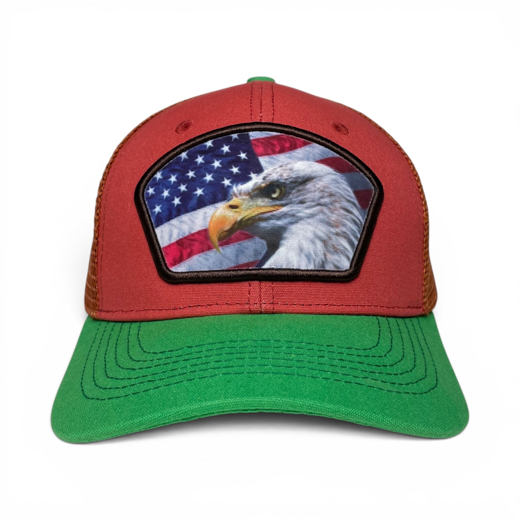 USA American Flag Eagle Patch Snapback Trucker Hat, Patriotic Cap