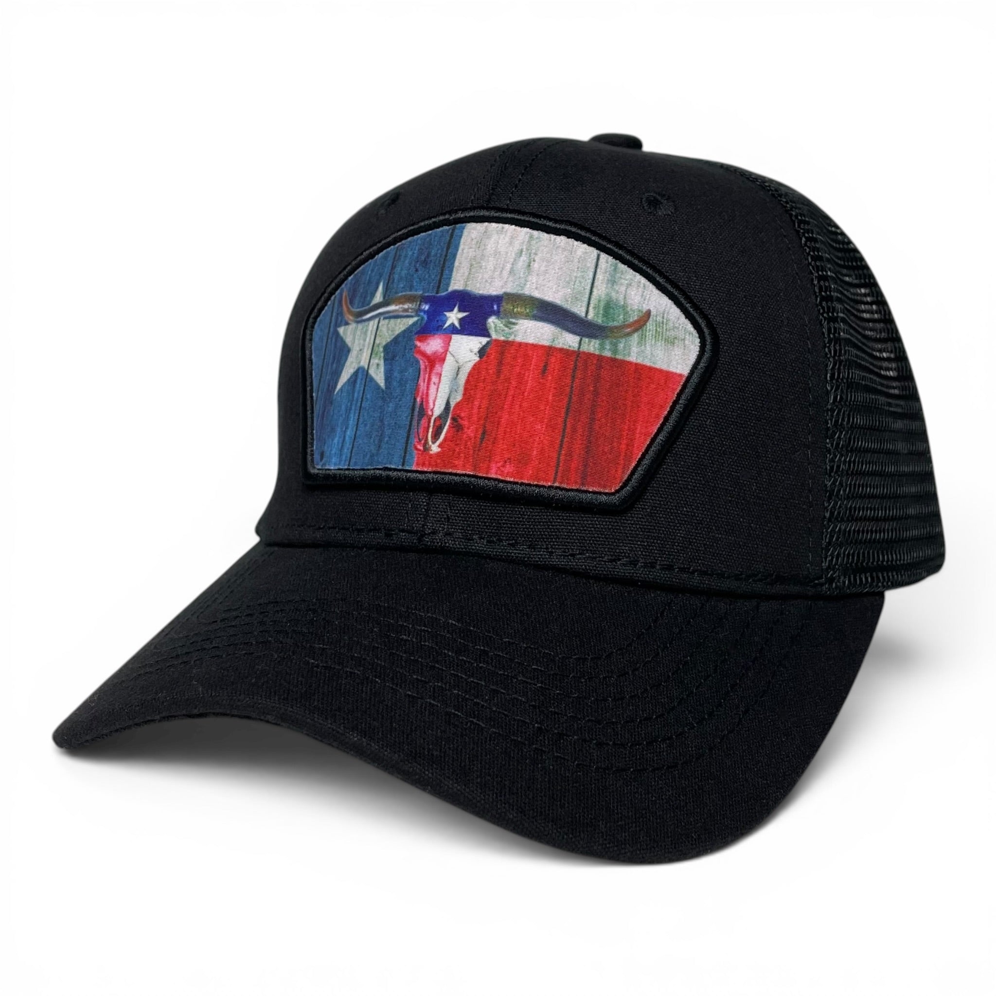 Texas Bull Skull Printed Patch Western Trucker Snapback Hat
