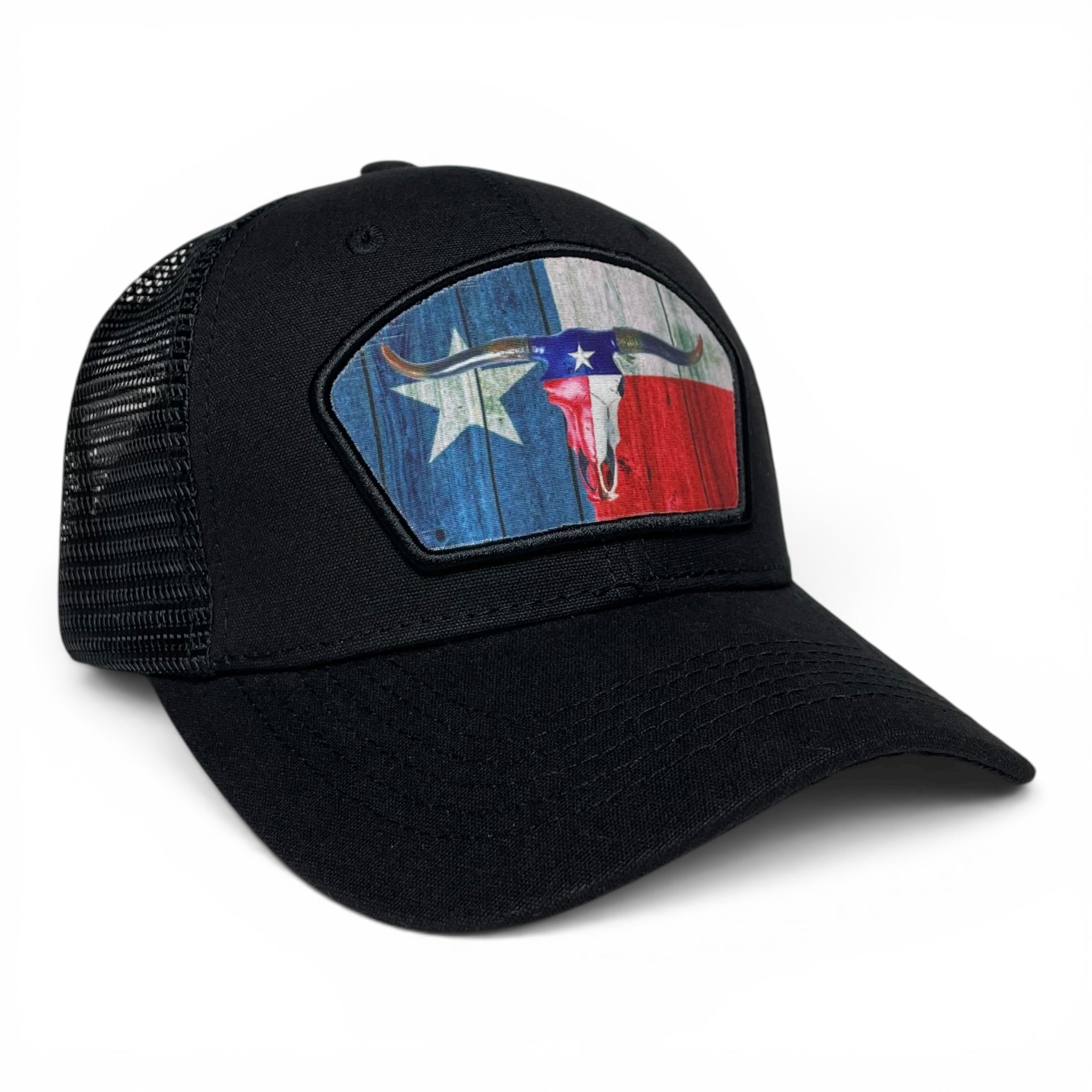 Texas Bull Skull Printed Patch Western Trucker Snapback Hat