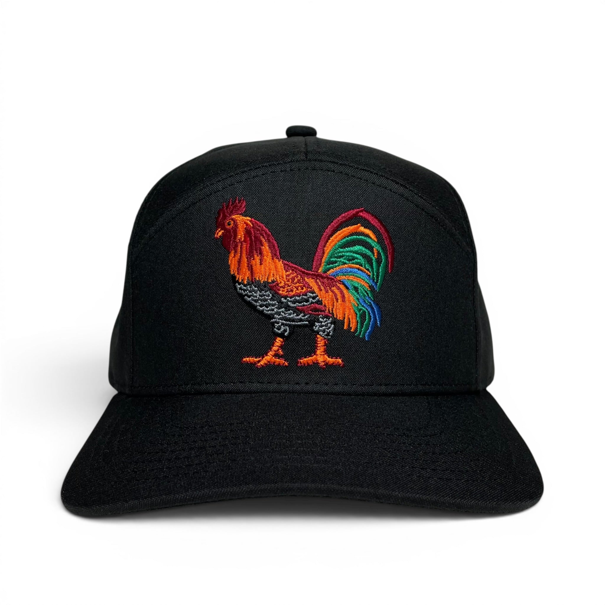 Rooster Gallo Snapback Cap, Embroidered, Black, Flat Brim