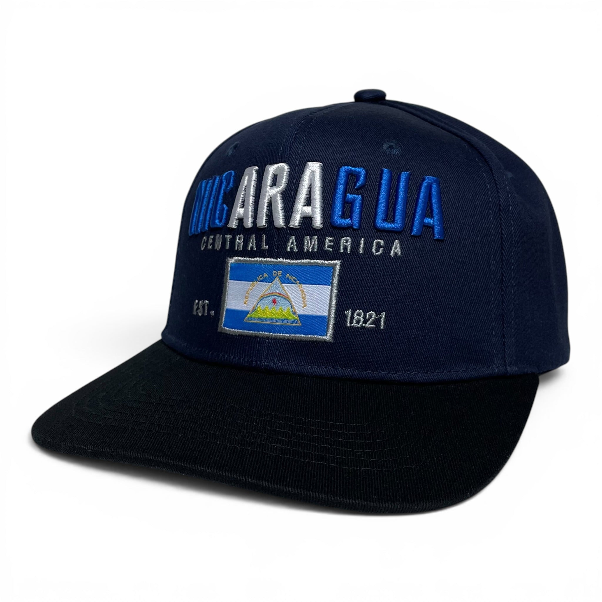 Gorra de Baseball Snapback con Bandera de Nicaragua Bordada