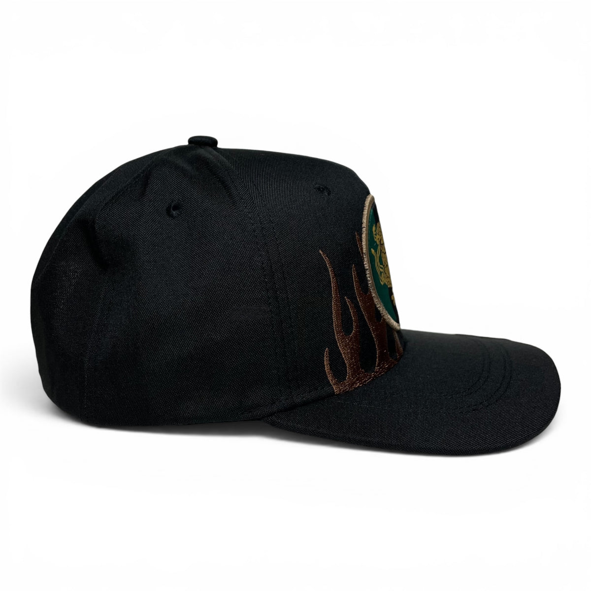 Mexican Eagle Embroidered Snapback Hat, Black Flat Brim