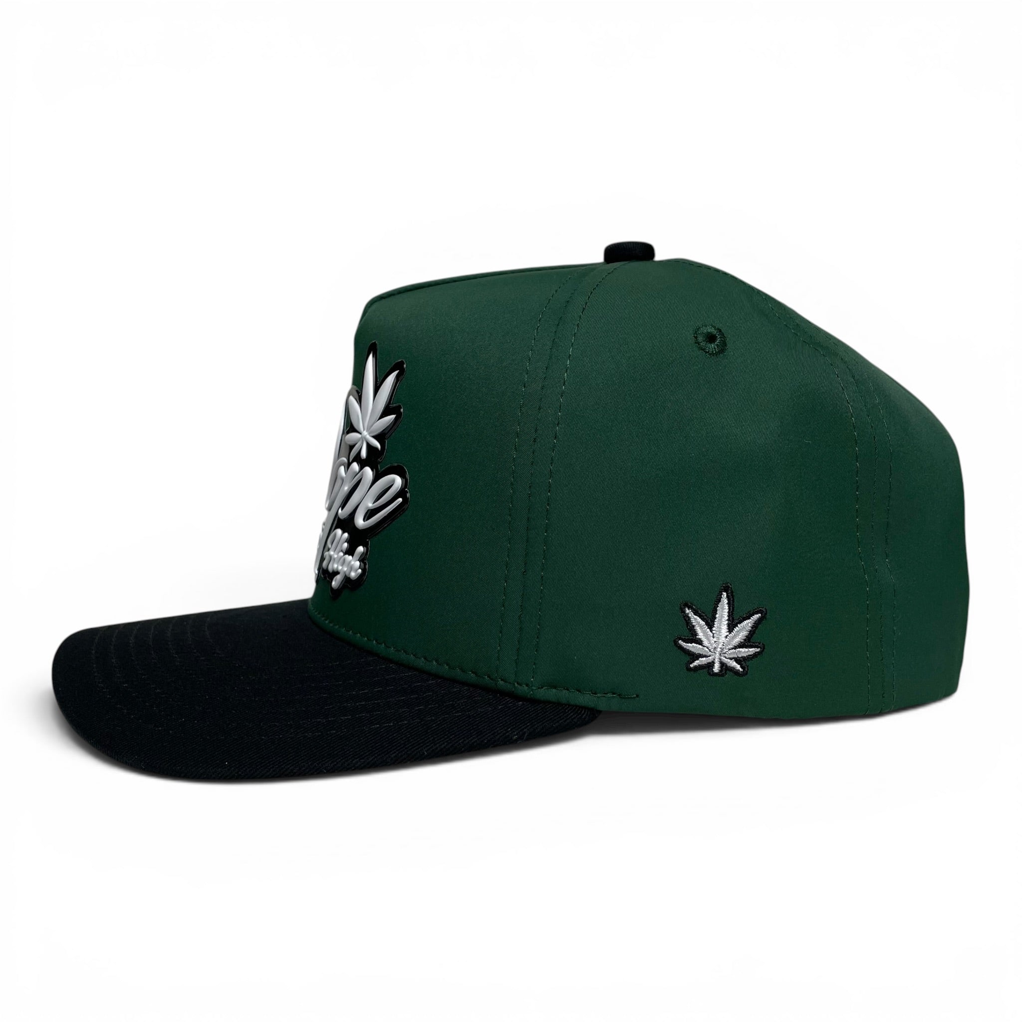 Dope Snapback Baseball Cap, 3D PVC Patch, Flat Brim, Green/Black