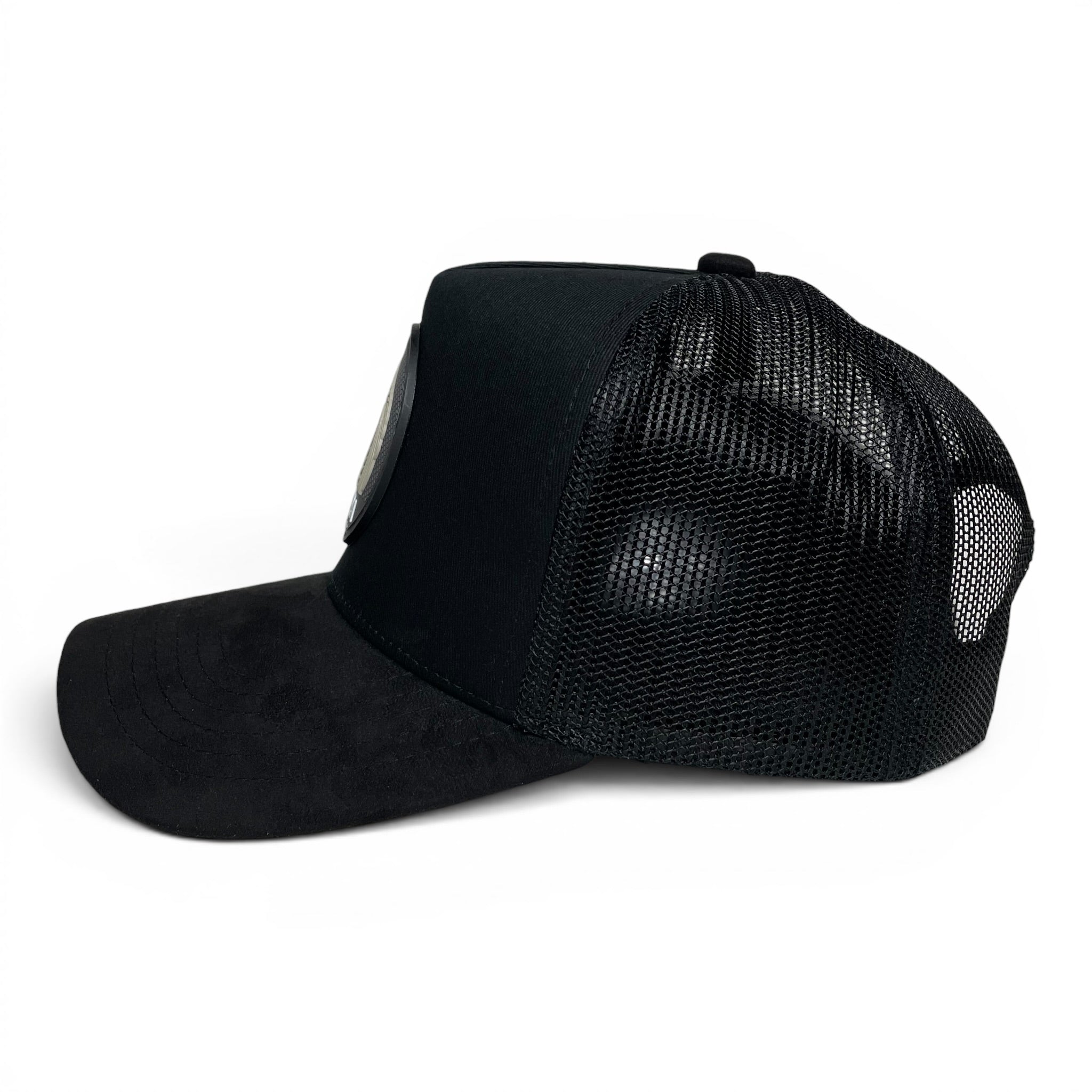 Cobra 3D PVC Patch Snapback Hat, Black, Mesh Back, Suede Brim
