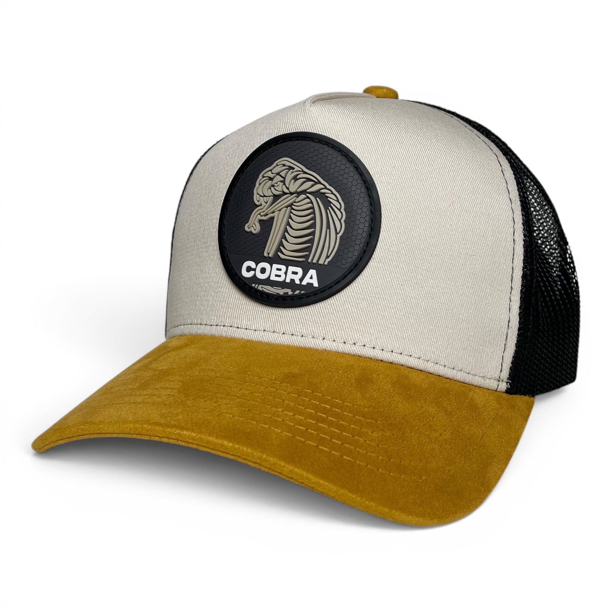 Cobra 3D PVC Patch Snapback Hat, Mesh Back, Suede Brim
